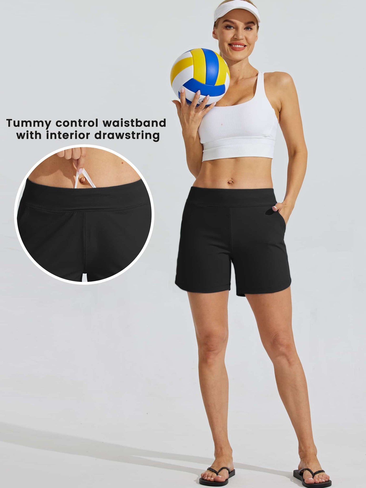 Women's Stretch Pull-on Board Shorts_Black_model5