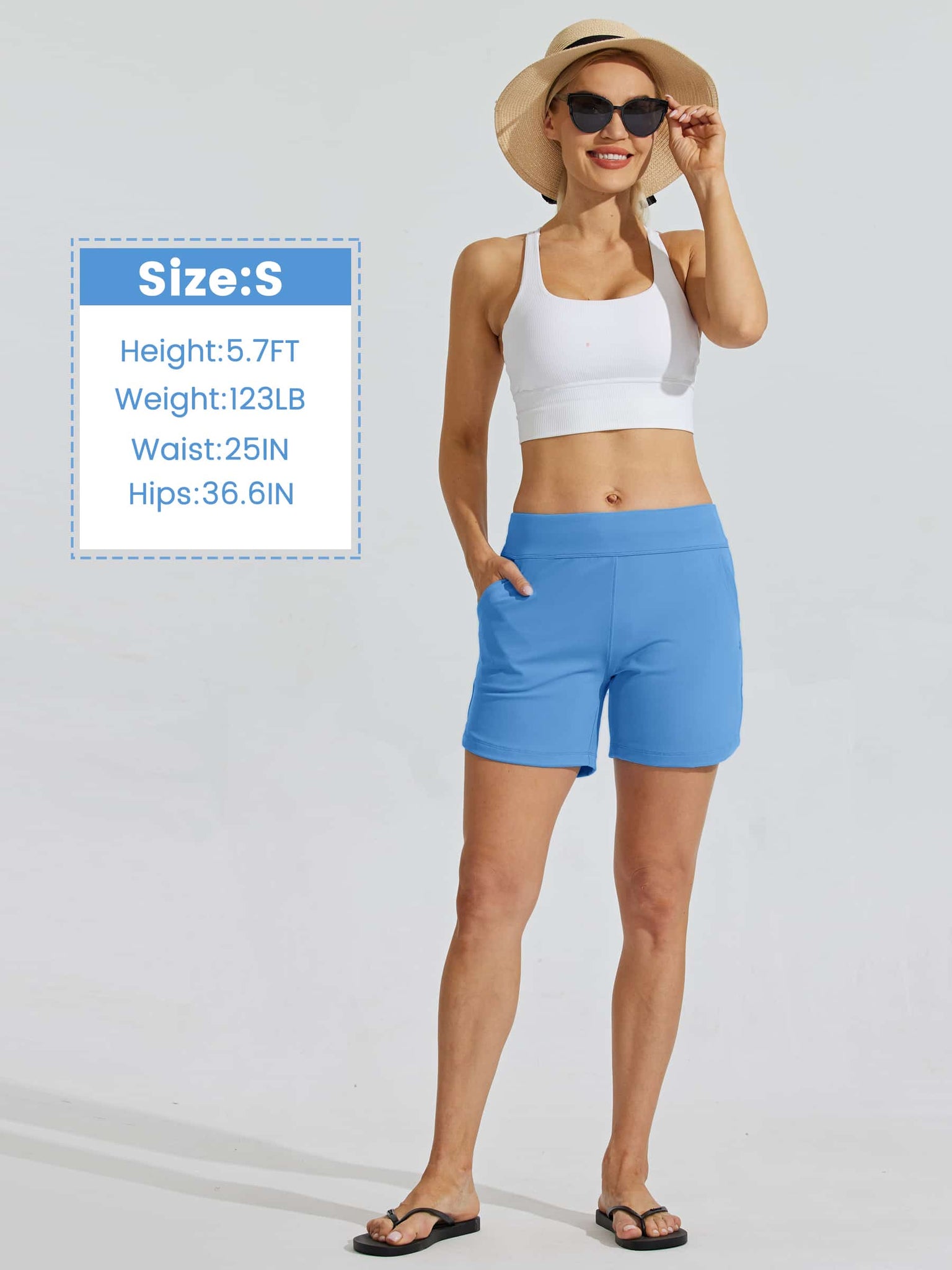 Women's Stretch Pull-on Board Shorts_Blue_model6