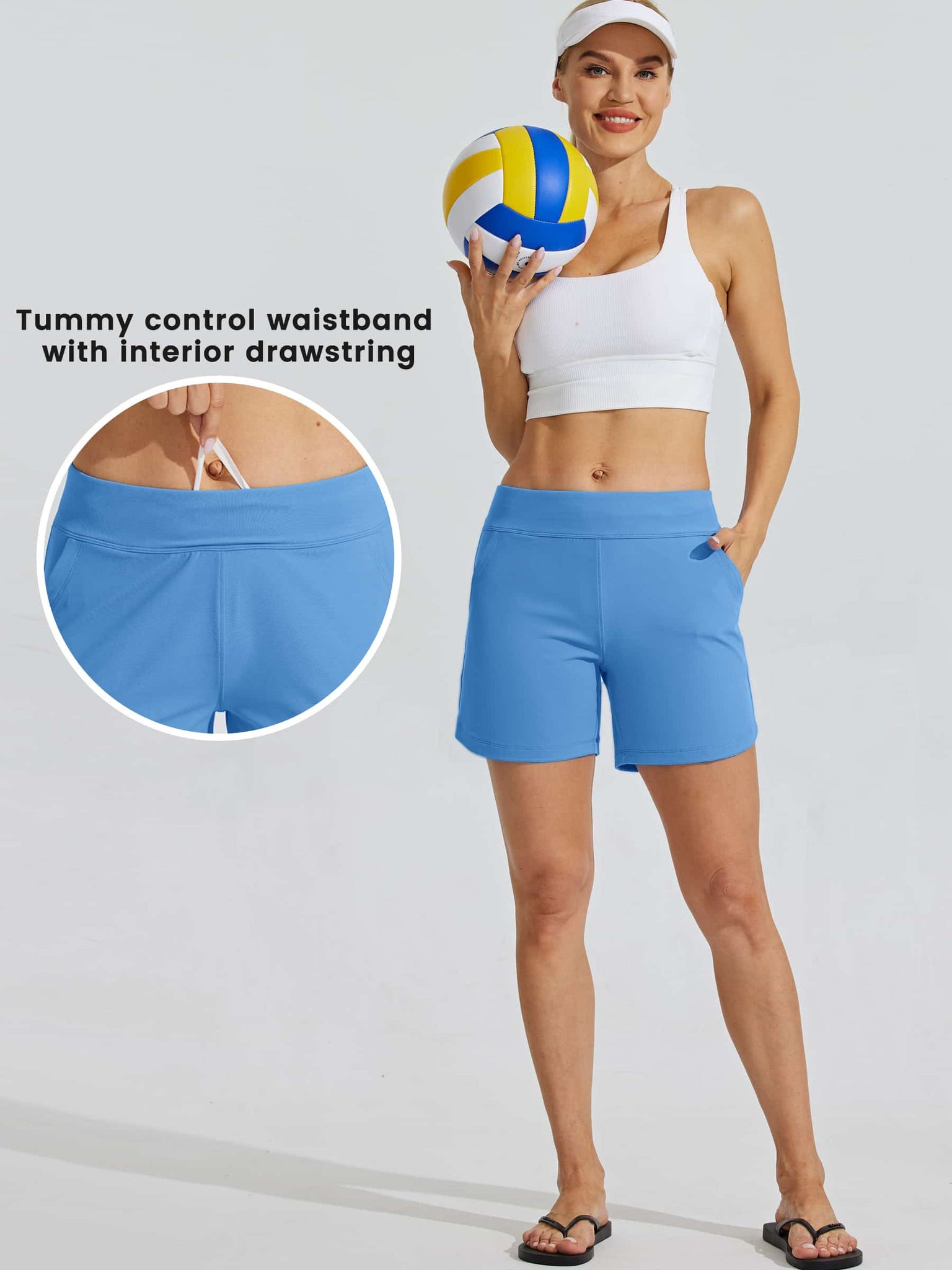 Women's Stretch Pull-on Board Shorts_Blue_model5