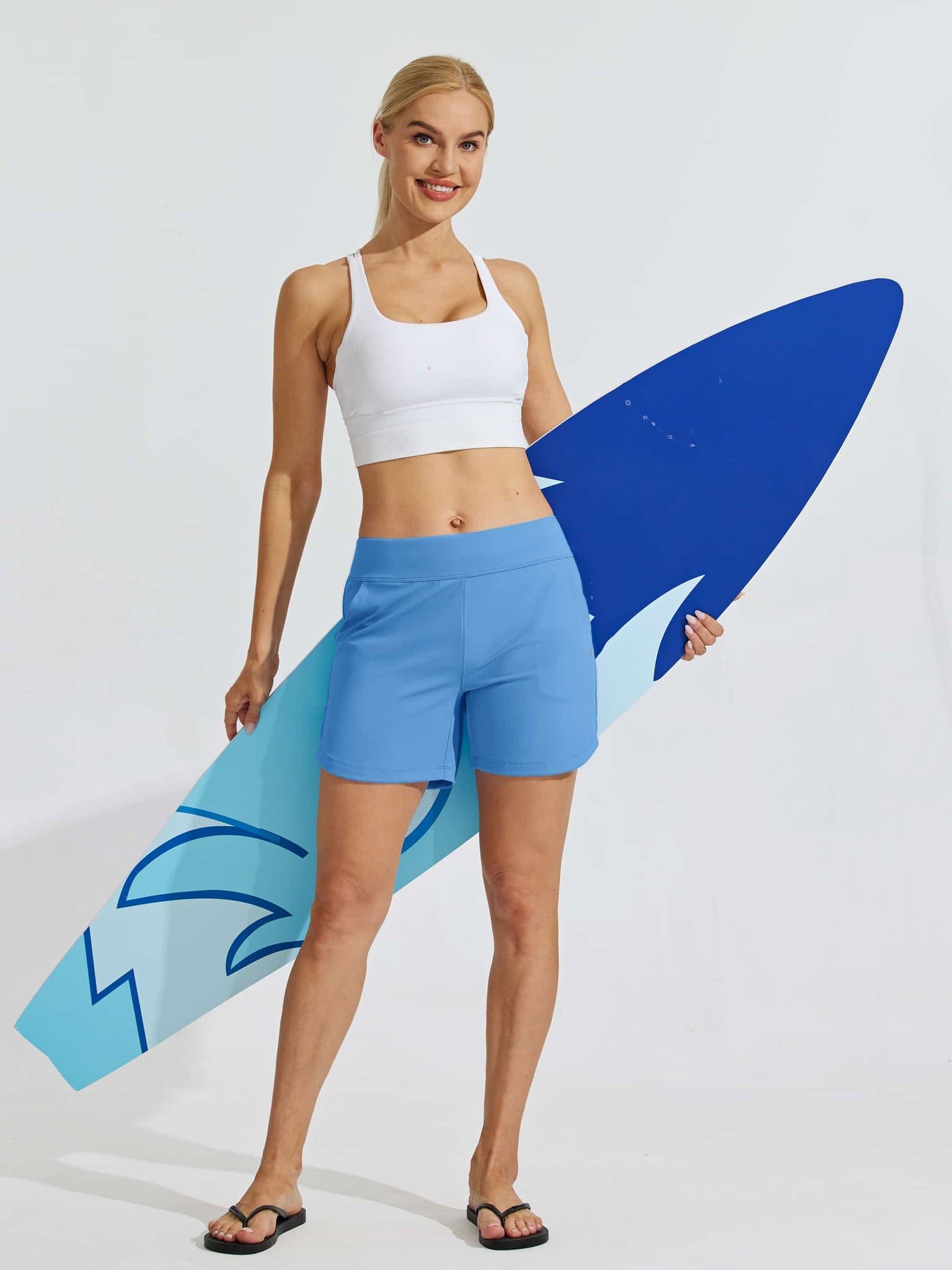 Women's Stretch Pull-on Board Shorts_Blue_model2