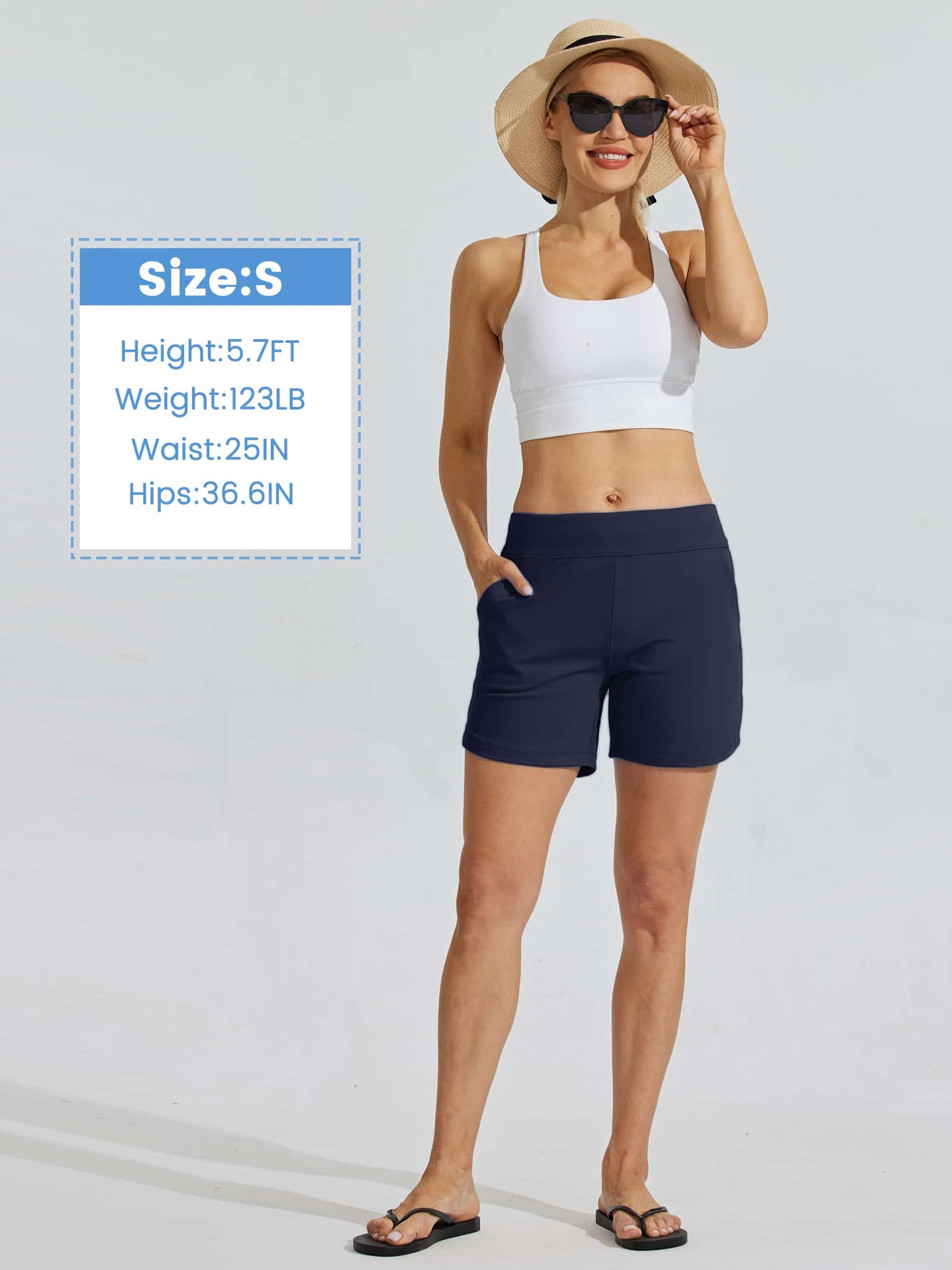 Women's Stretch Pull-on Board Shorts_Navy_model6