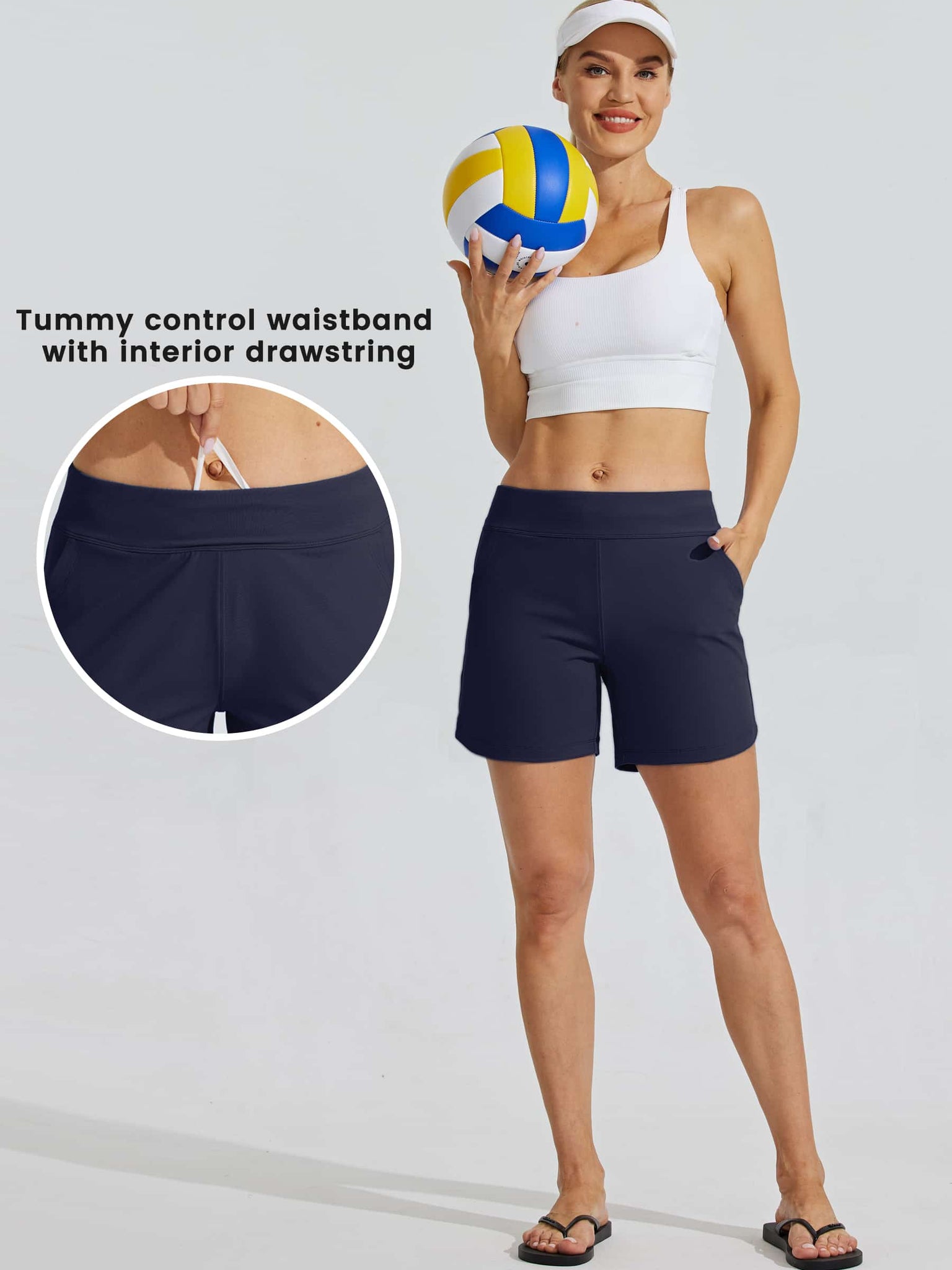 Women's Stretch Pull-on Board Shorts_Navy_model5