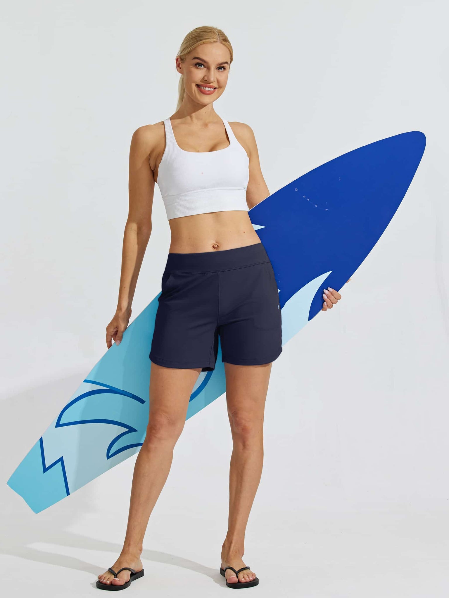 Women's Stretch Pull-on Board Shorts_Navy_model2