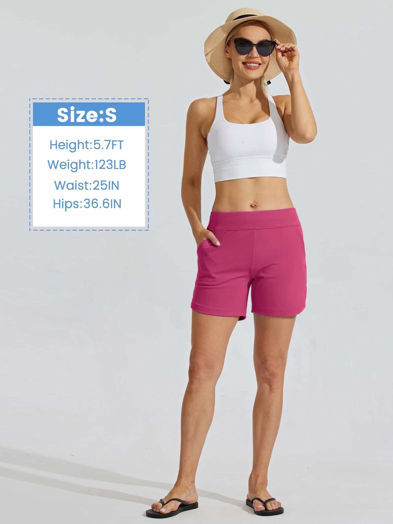 Women's Stretch Pull-on Board Shorts_Pink_model6