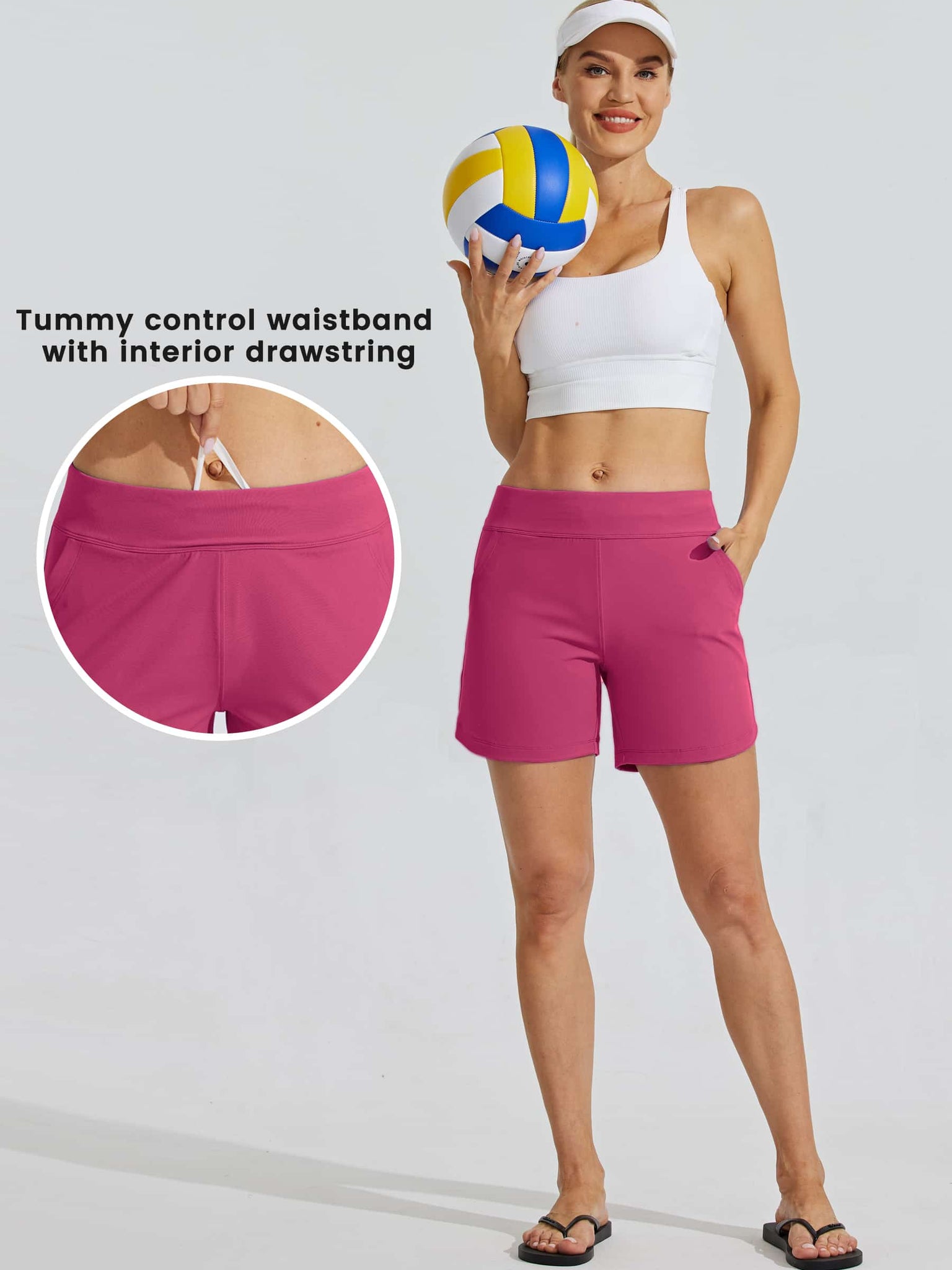 Women's Stretch Pull-on Board Shorts_Pink_model5