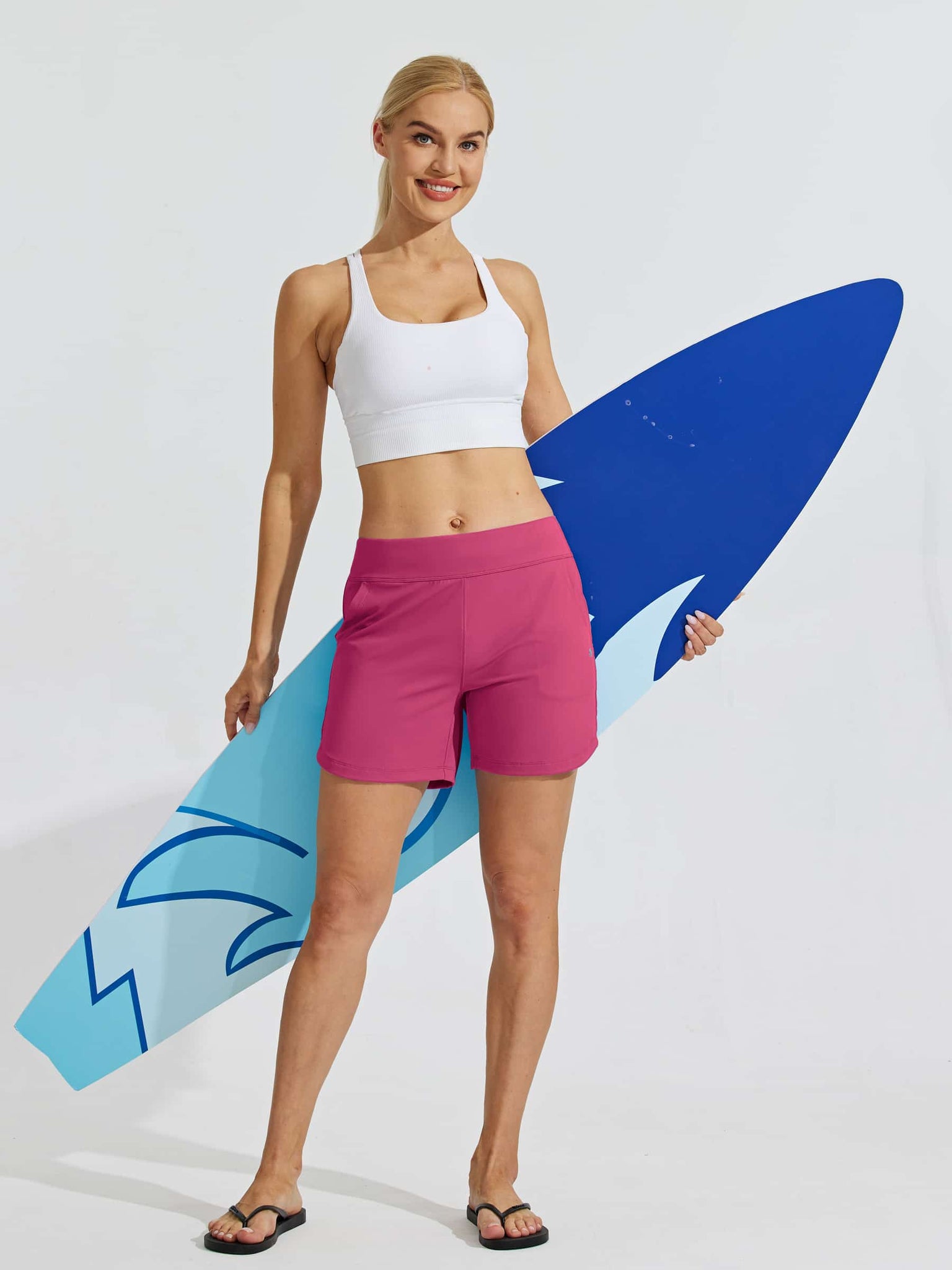 Women's Stretch Pull-on Board Shorts_Pink_model2