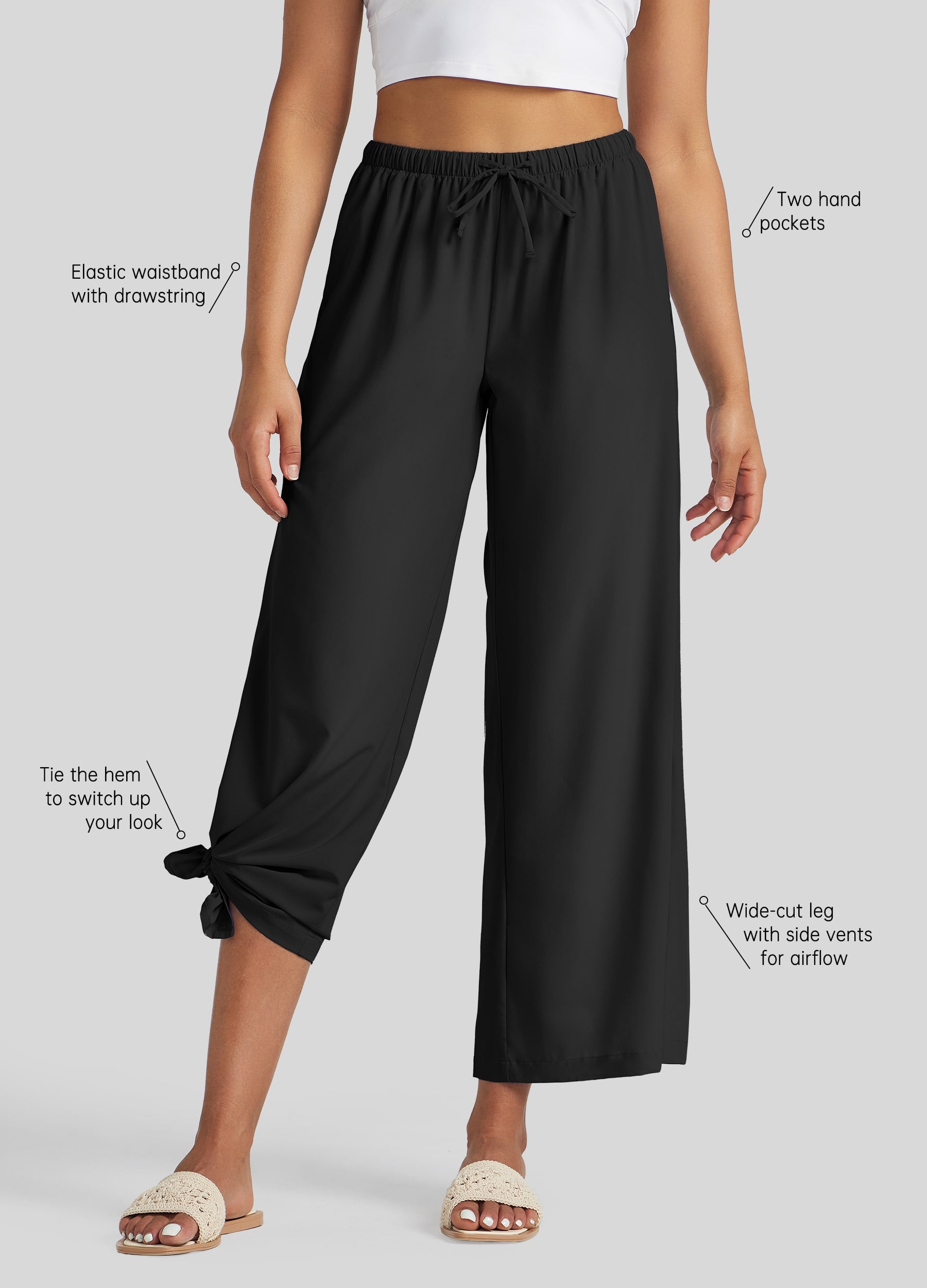 Willit Women's Wide-Leg Cropped Pants