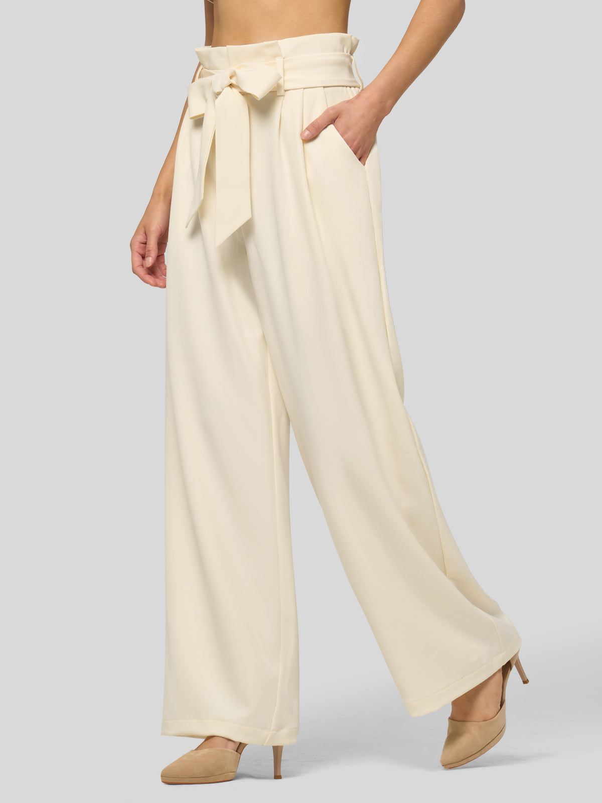 Women's Wide-Leg Tie Knot Pants 32 Inch