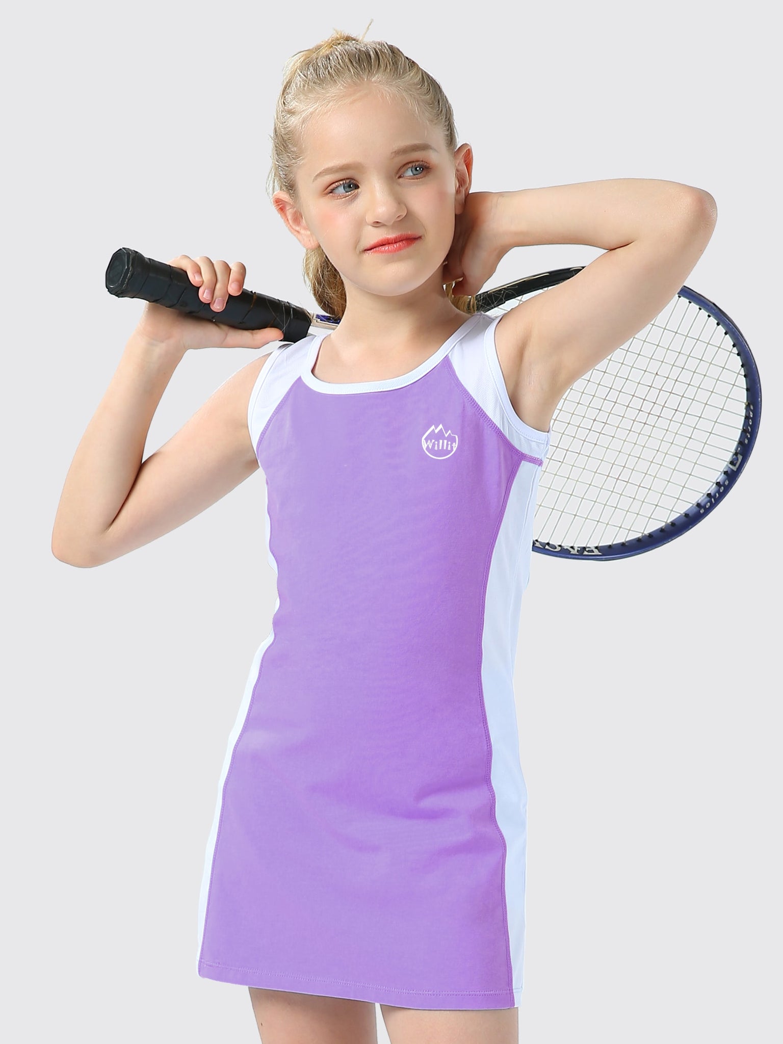 Willit Girls Tennis Golf Dress Outfit Kids Cotton Sleeveless Active