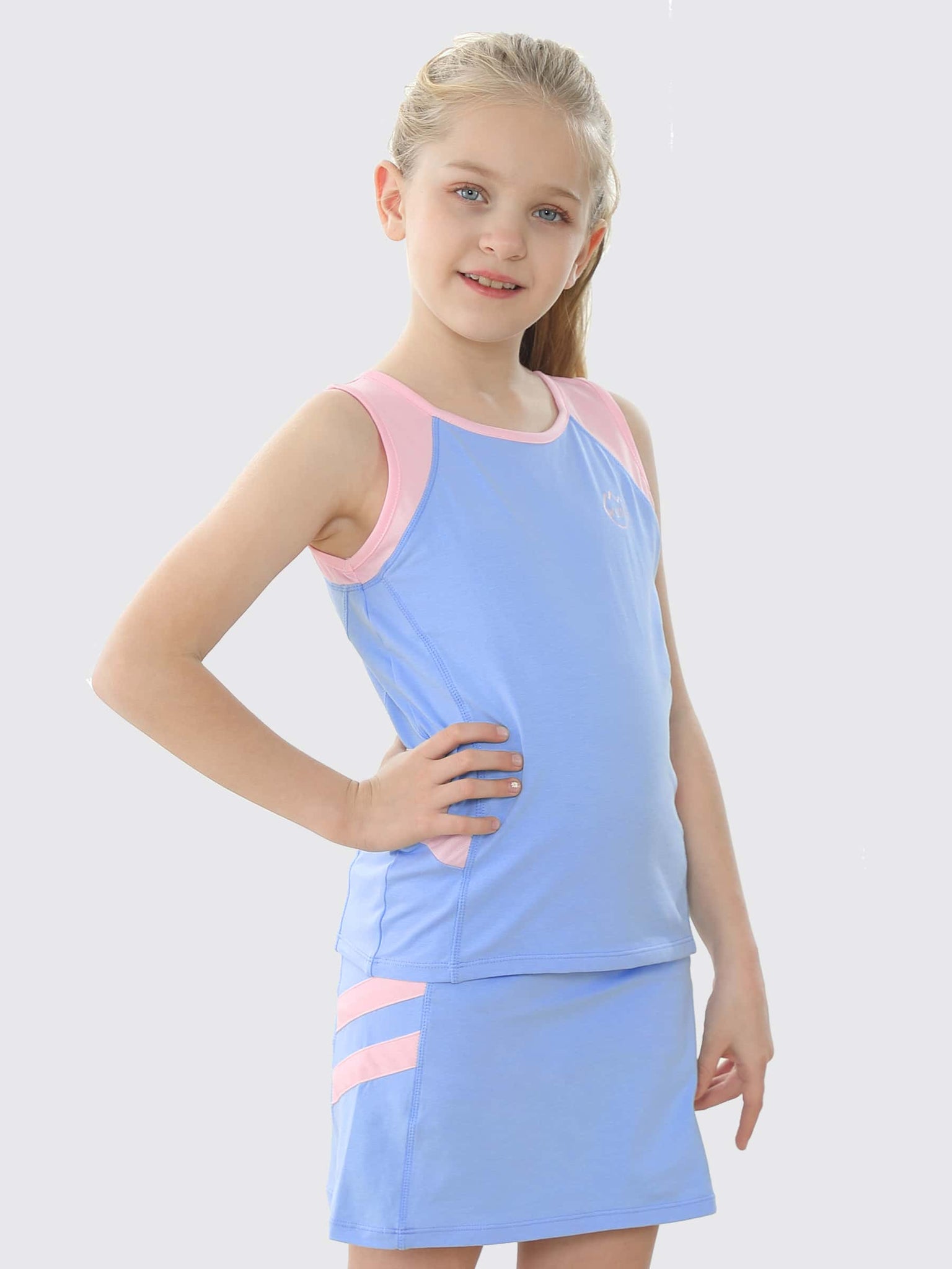 Willit Girls' Tennis Outfit_Blue_model3