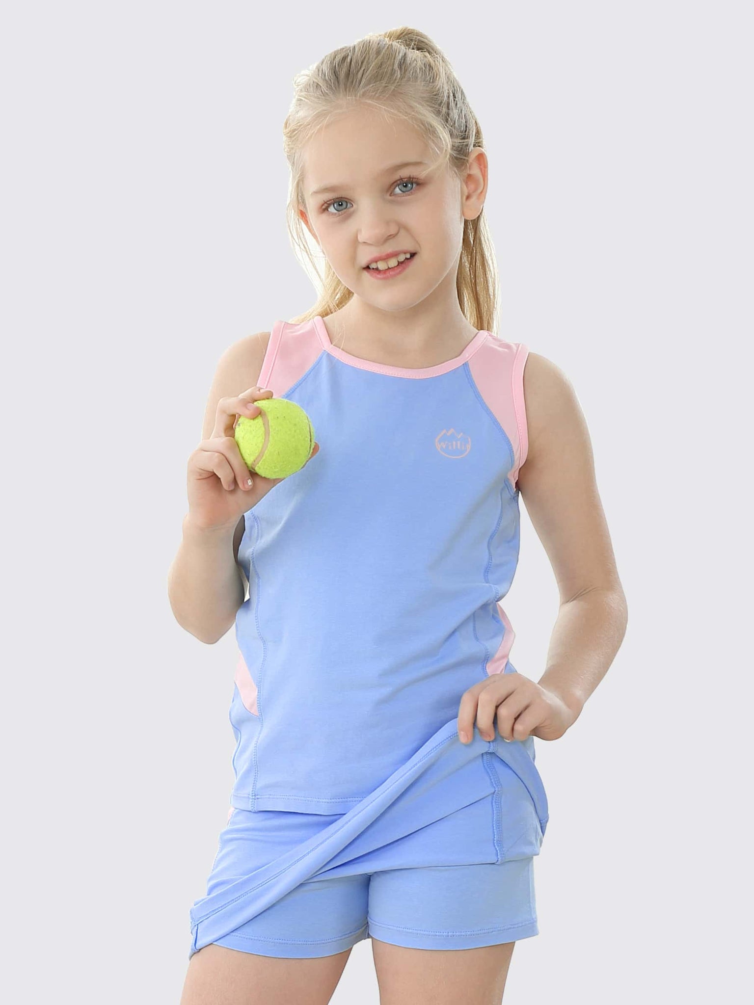Willit Girls' Tennis Outfit_Blue_model2