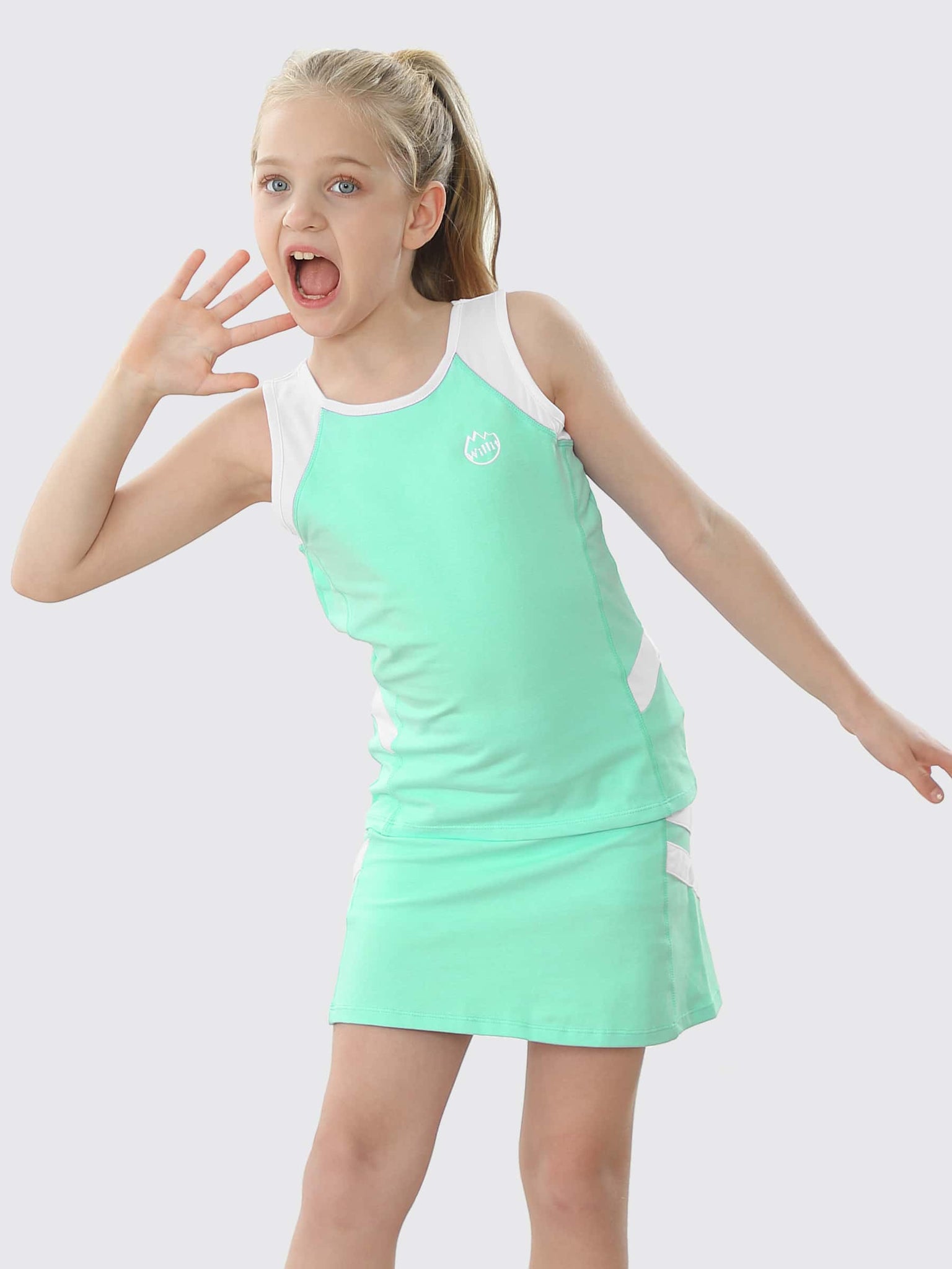Willit Girls' Tennis Outfit_Green_model1