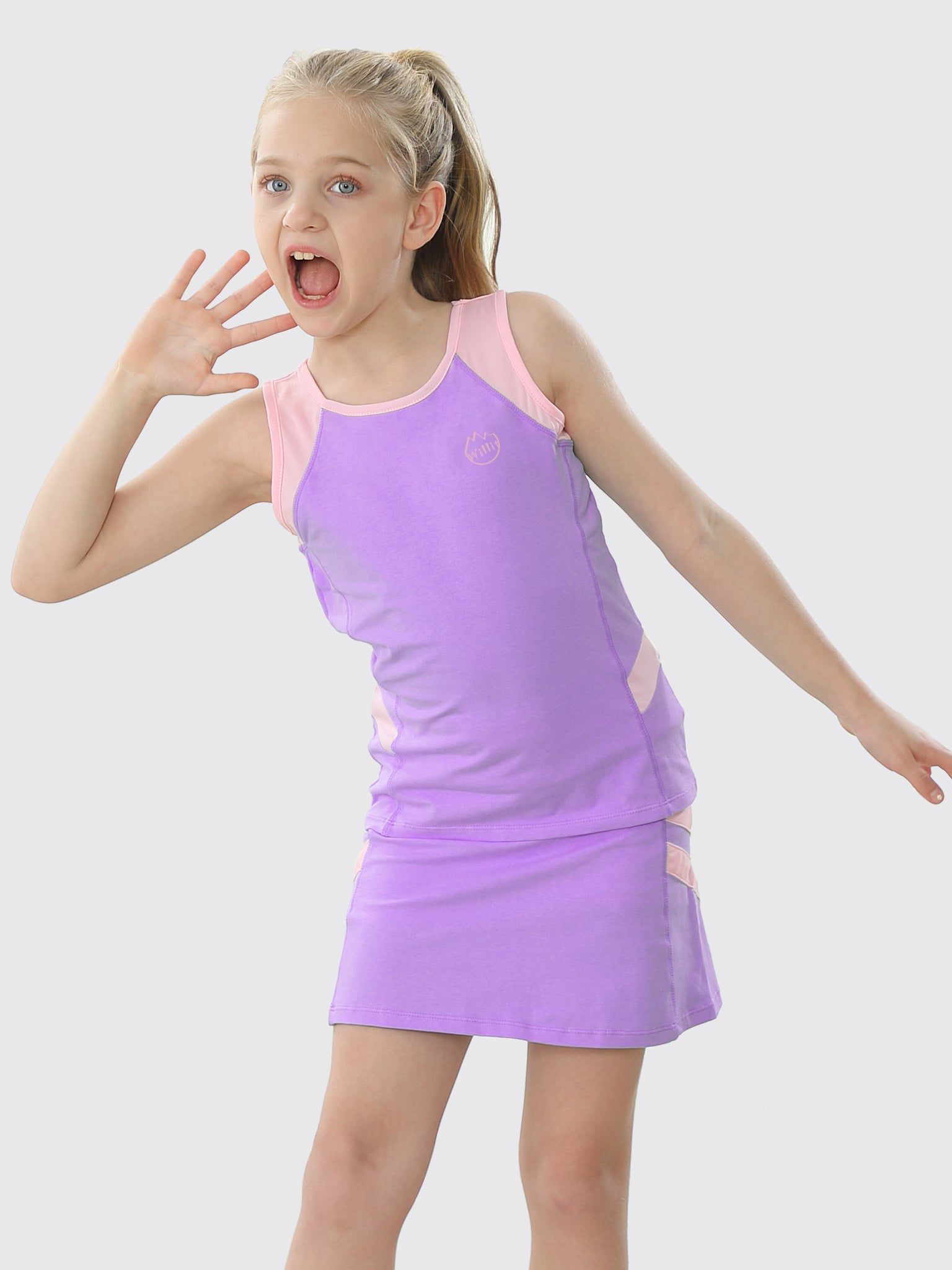 Willit Girls' Tennis Outfit_LightPurple_model1