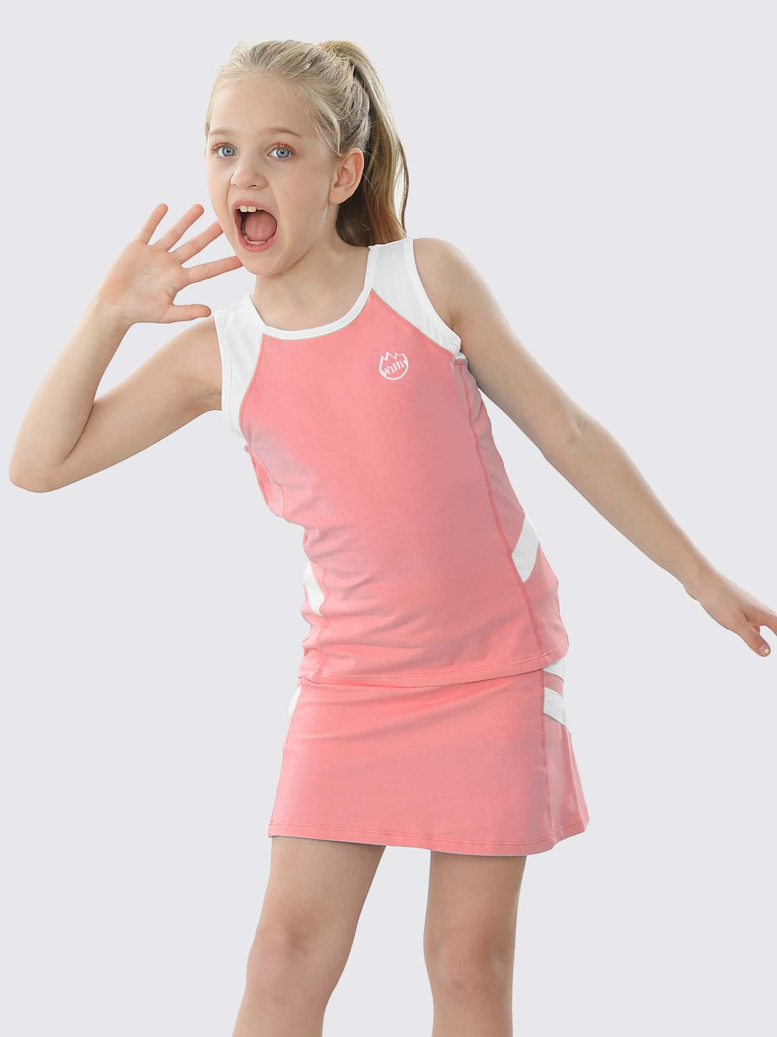 Willit Girls' Tennis Outfit_Pink_model1