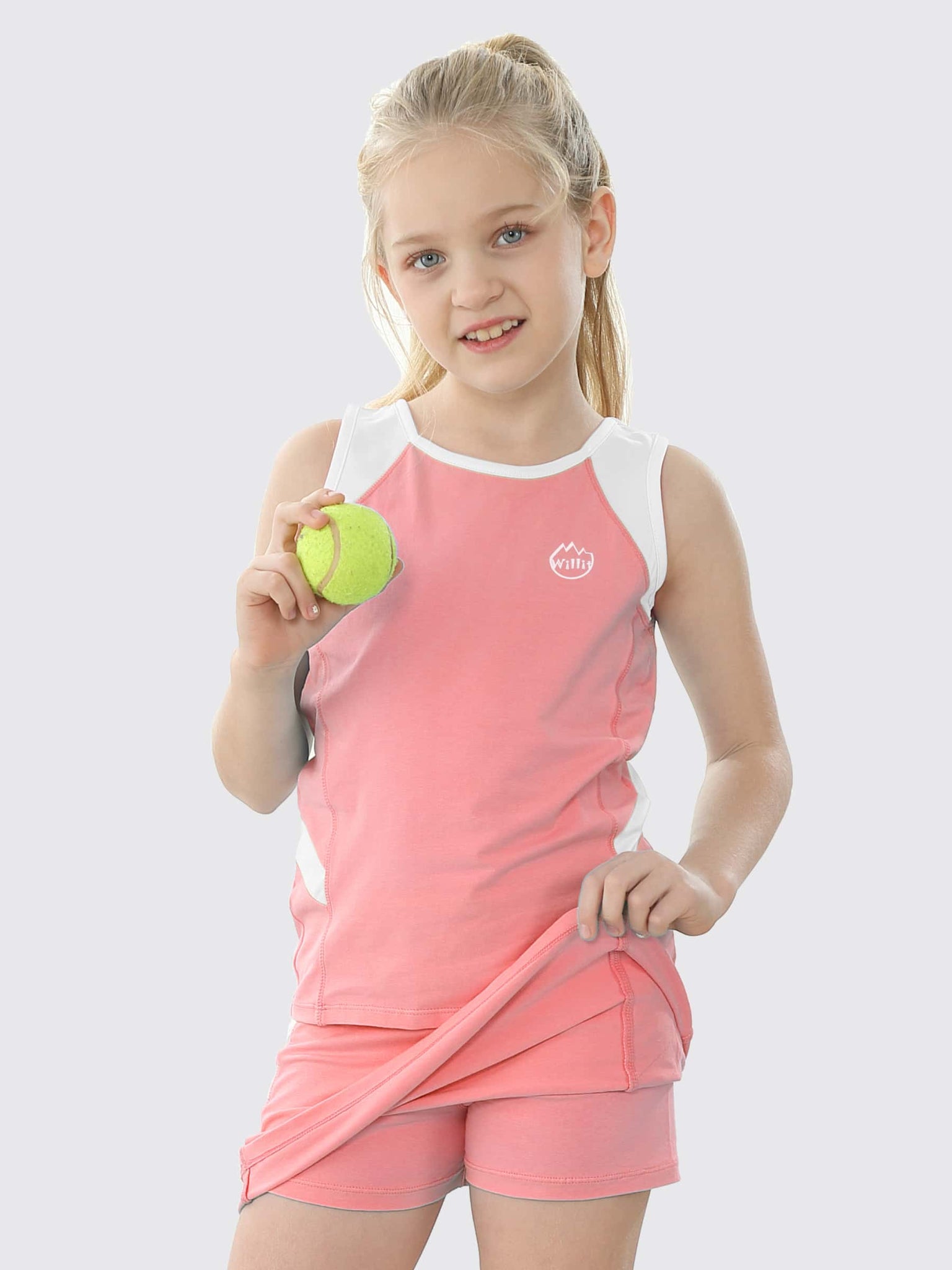 Willit Girls' Tennis Outfit_Pink_model3