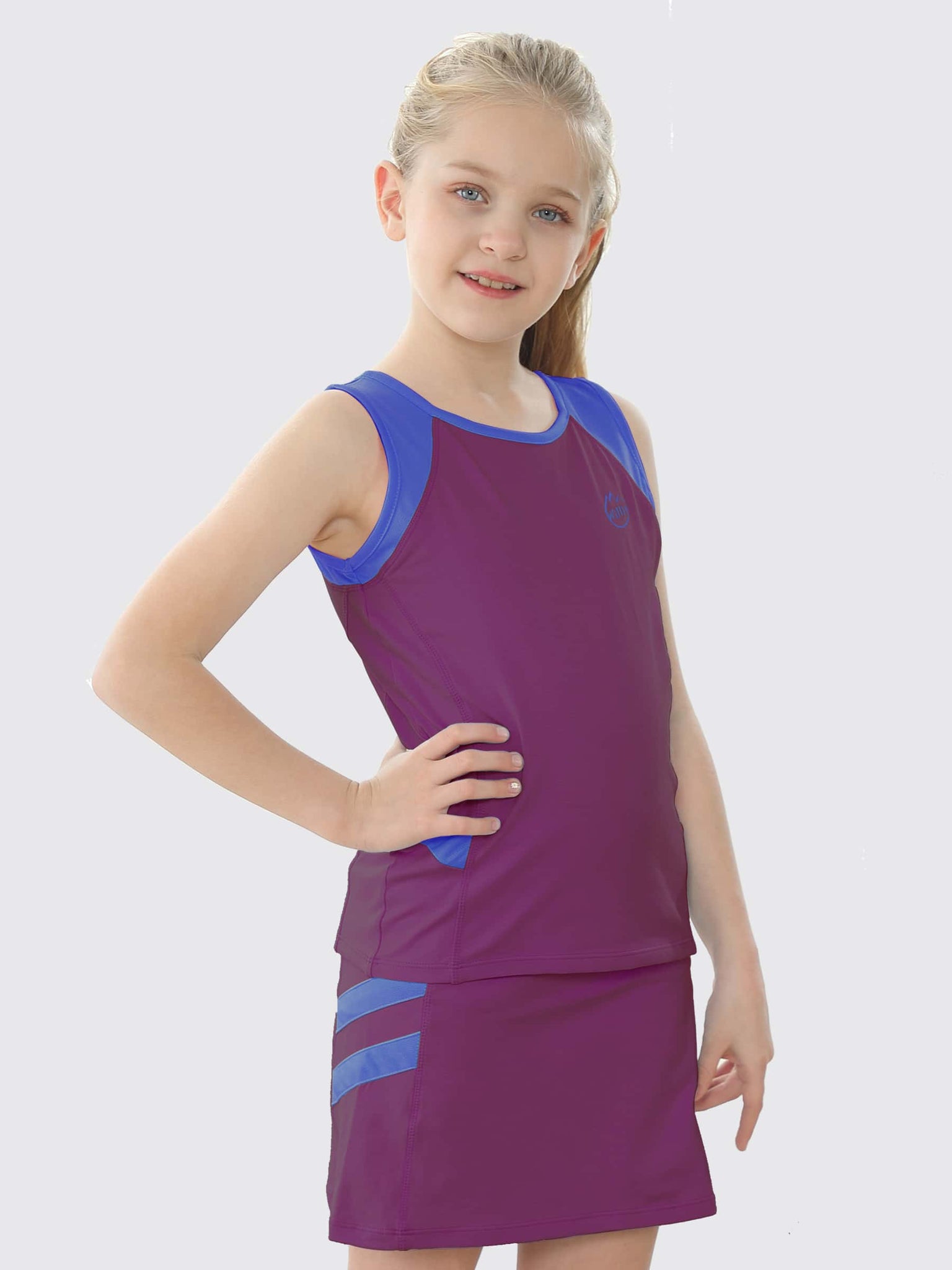 Willit Girls' Tennis Outfit_Purple_model2