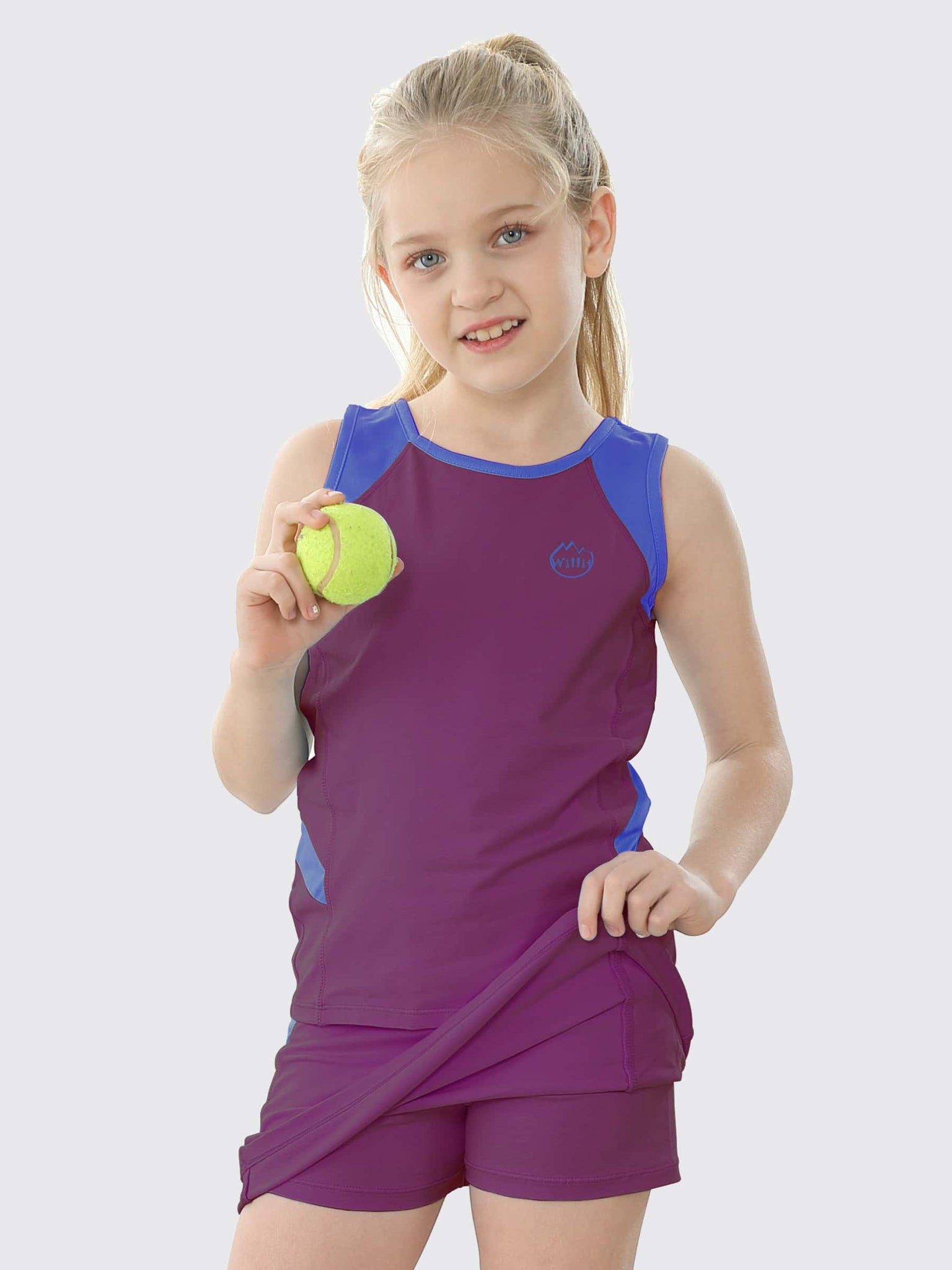 Willit Girls' Tennis Outfit_Purple_model3