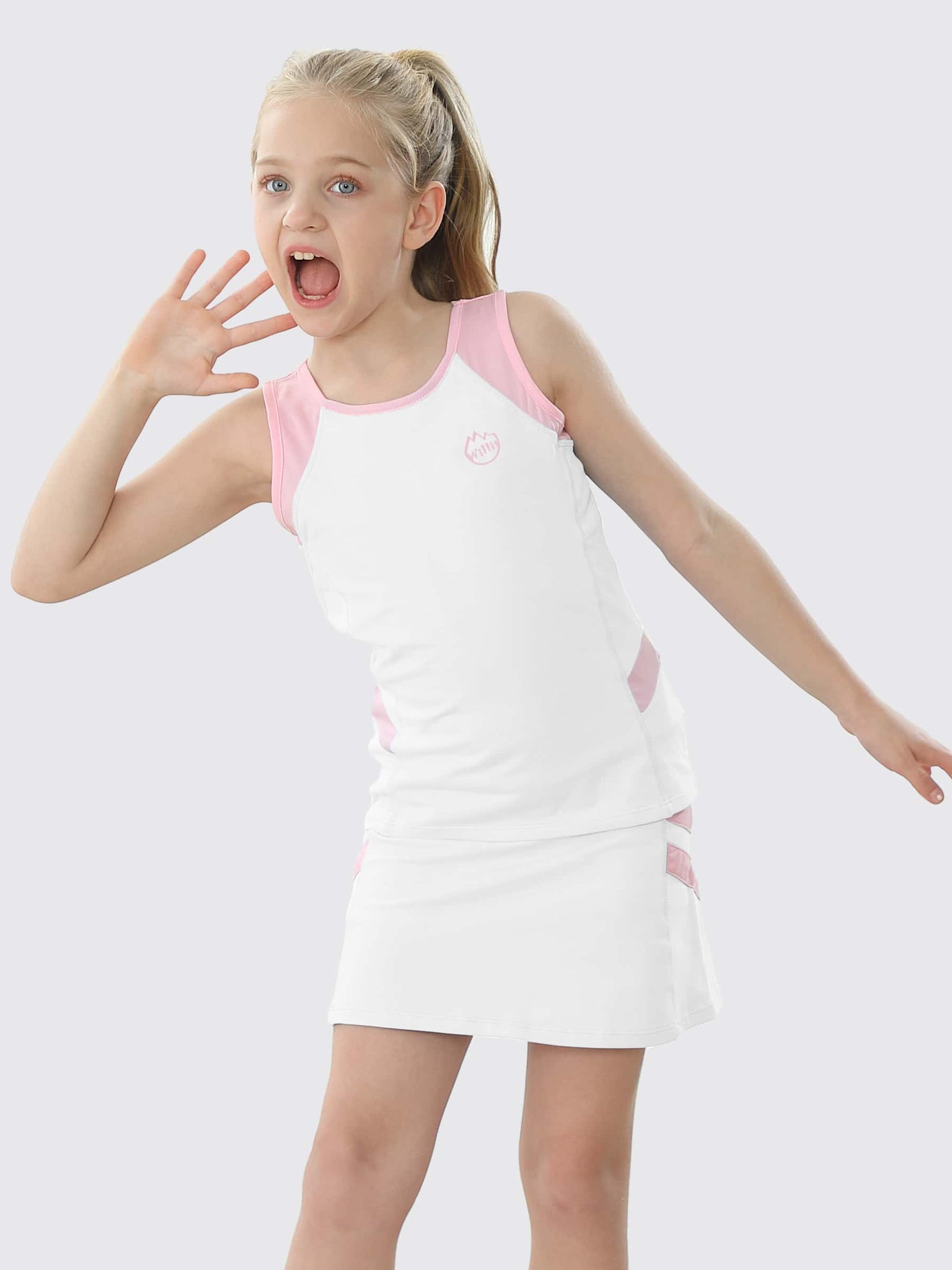 Willit Girls' Tennis Outfit_White_model1