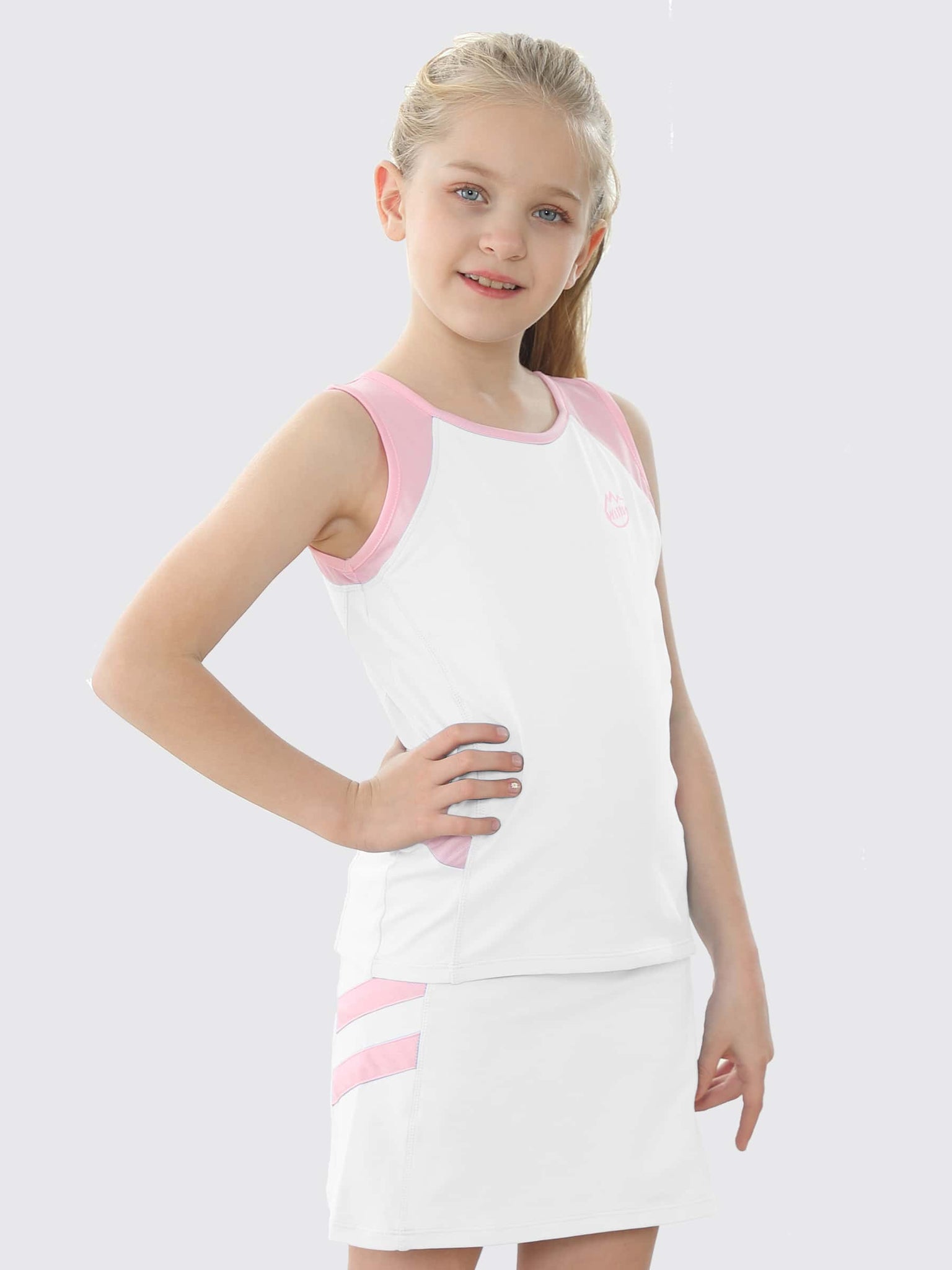 Willit Girls' Tennis Outfit_White_model2