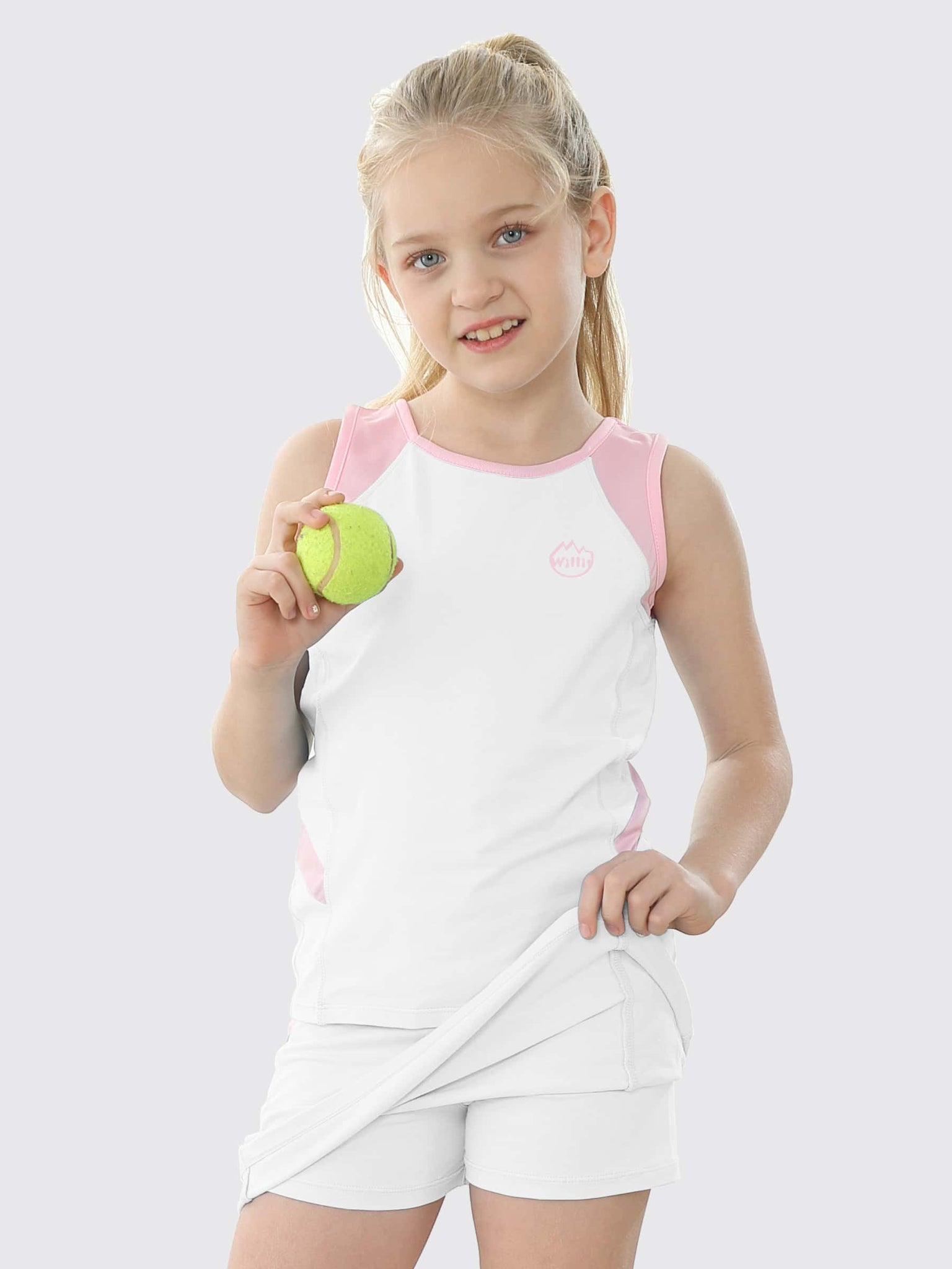 Willit Girls' Tennis Outfit_White_model3