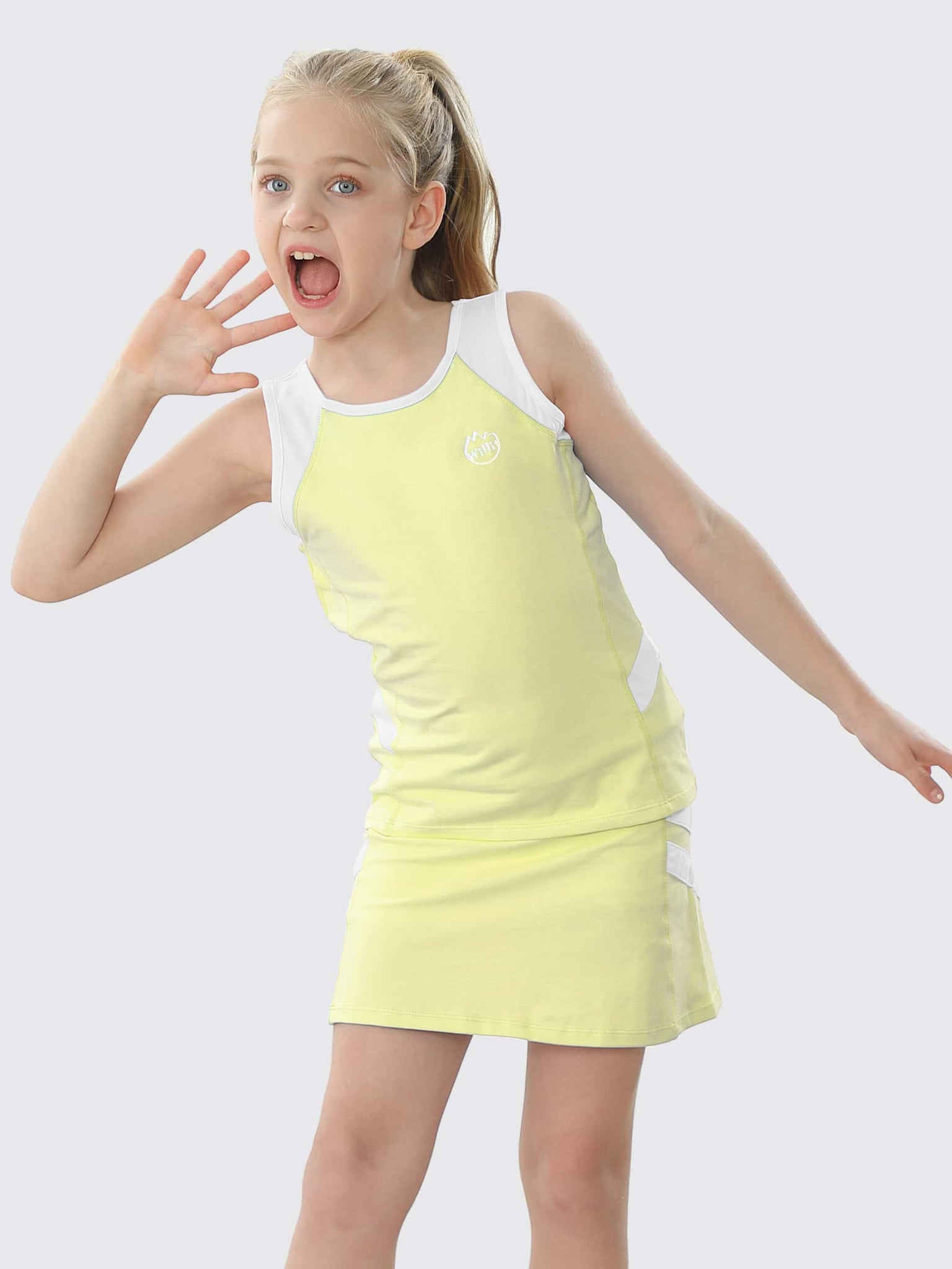 Willit Girls' Tennis Outfit_Yellow_model1