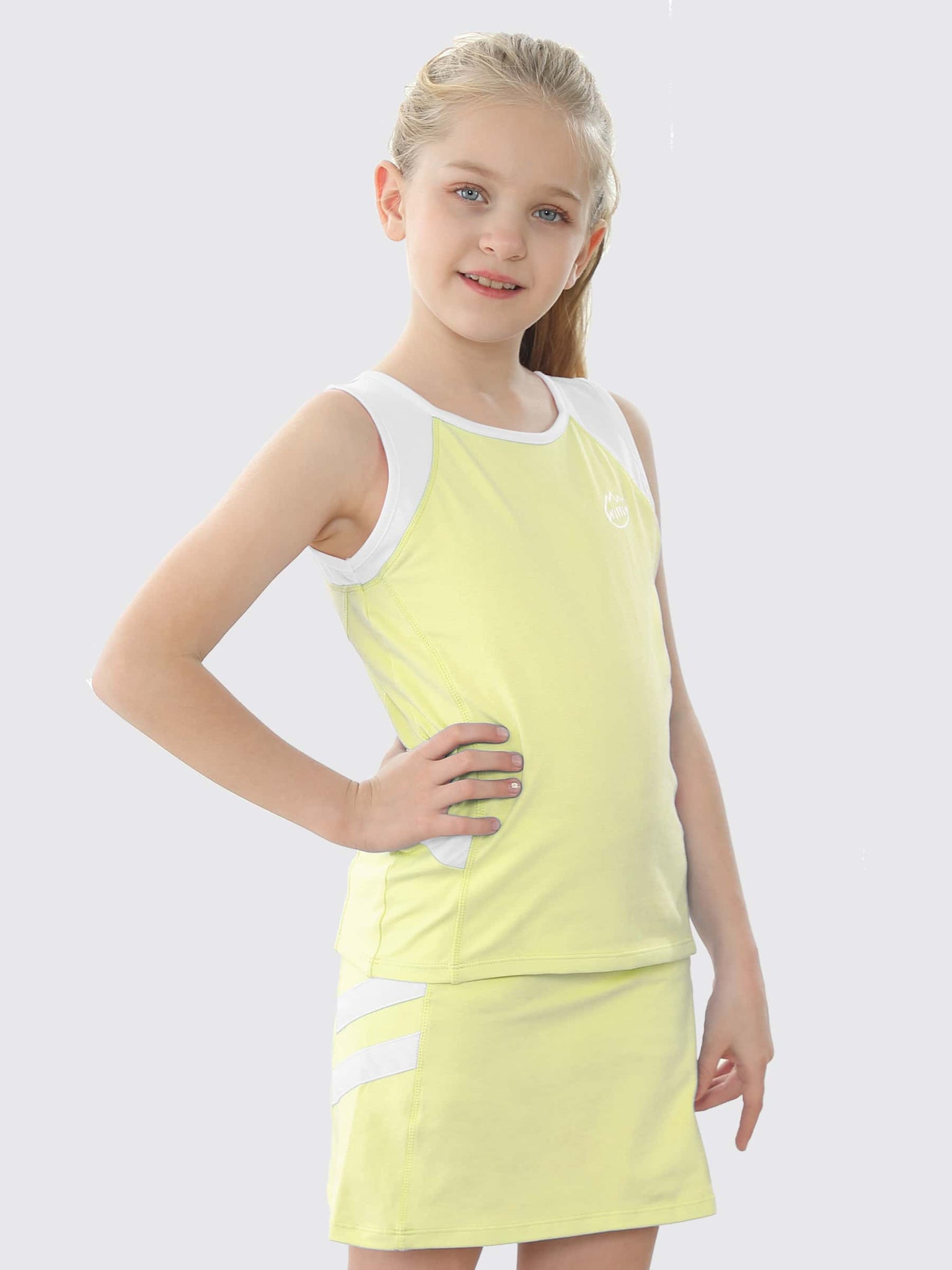 Willit Girls' Tennis Outfit_Yellow_model3