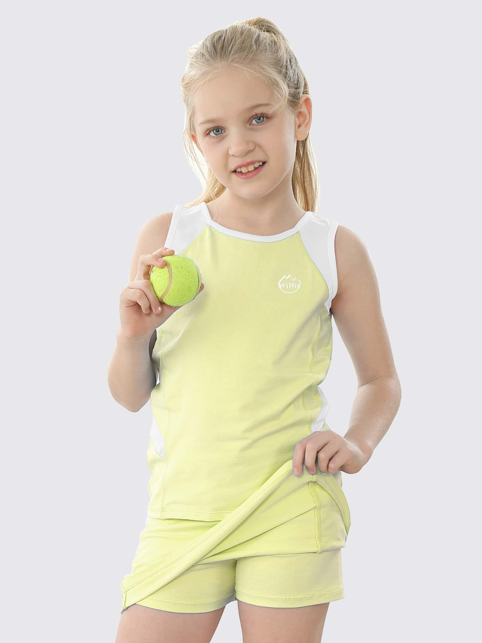 Willit Girls' Tennis Outfit_Yellow_model4