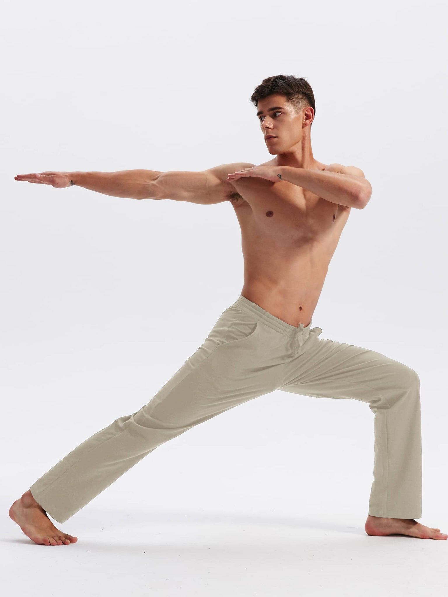 Men's Cotton Yoga Balance Sweatpants_Khaki_model2