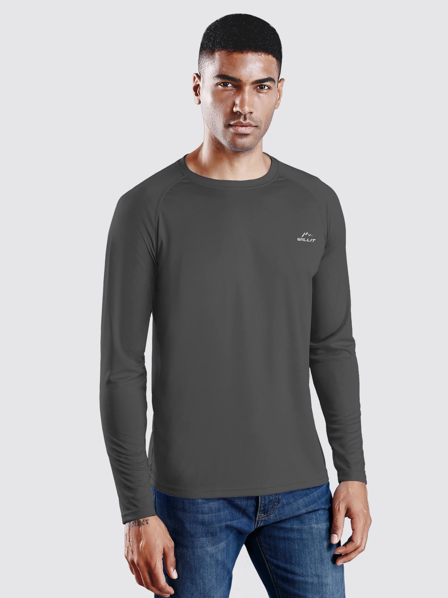Willit Men's Sun Protection Long Sleeve Shirts_DeepGray_model1