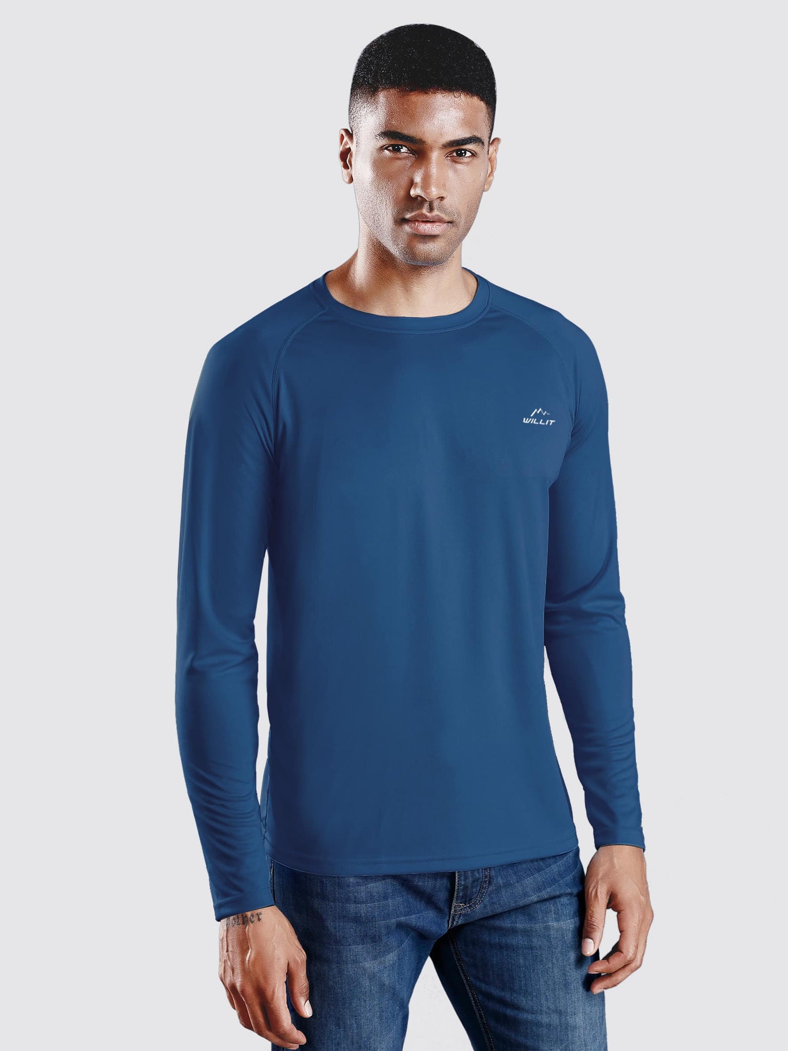Willit Men's Sun Protection Long Sleeve Shirts_Ocean Blue_model1