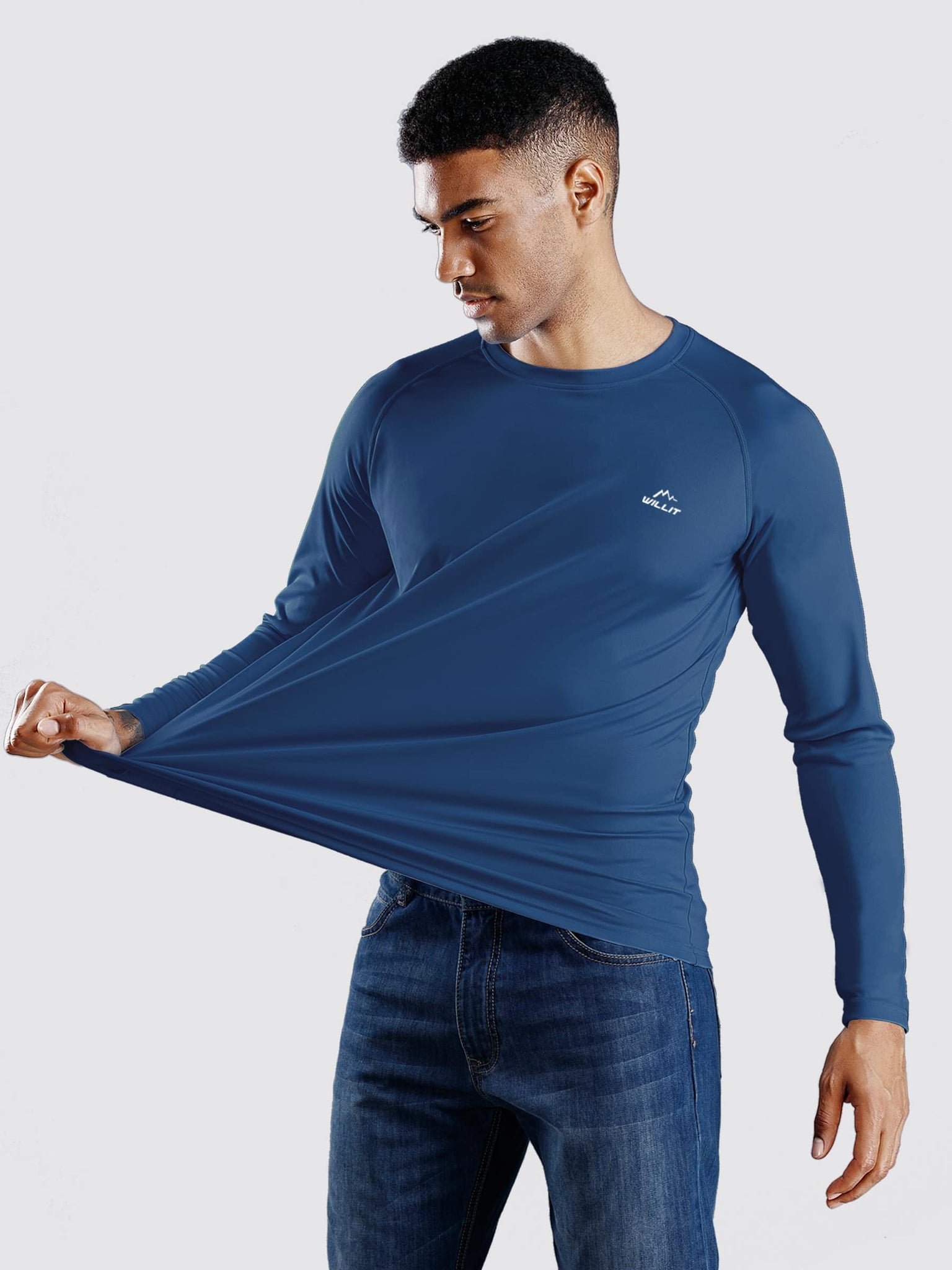 Willit Men's Sun Protection Long Sleeve Shirts_Ocean Blue_model2