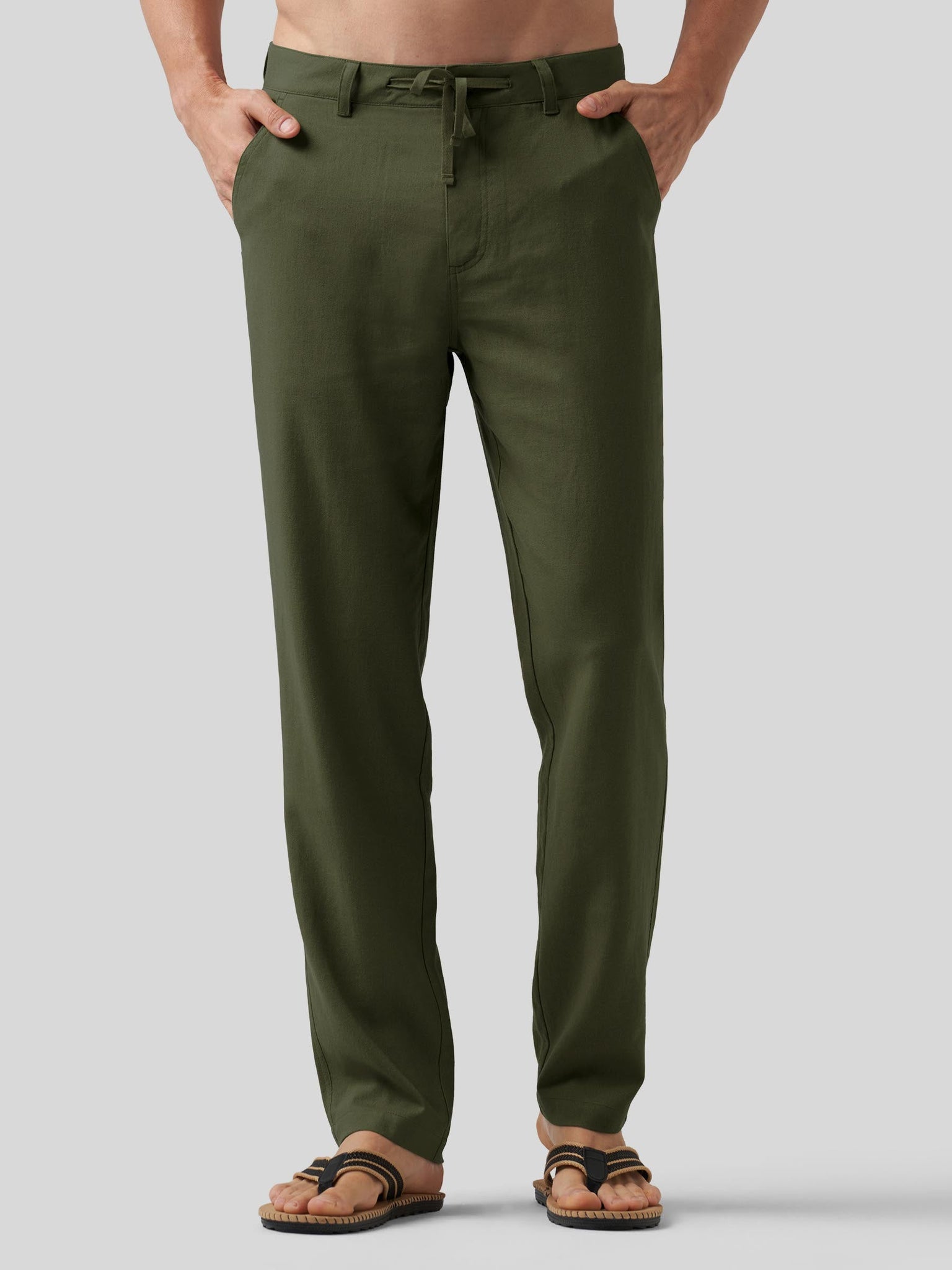 Willit Men's Casual Cotton Linen Pants 30 Inch in army green