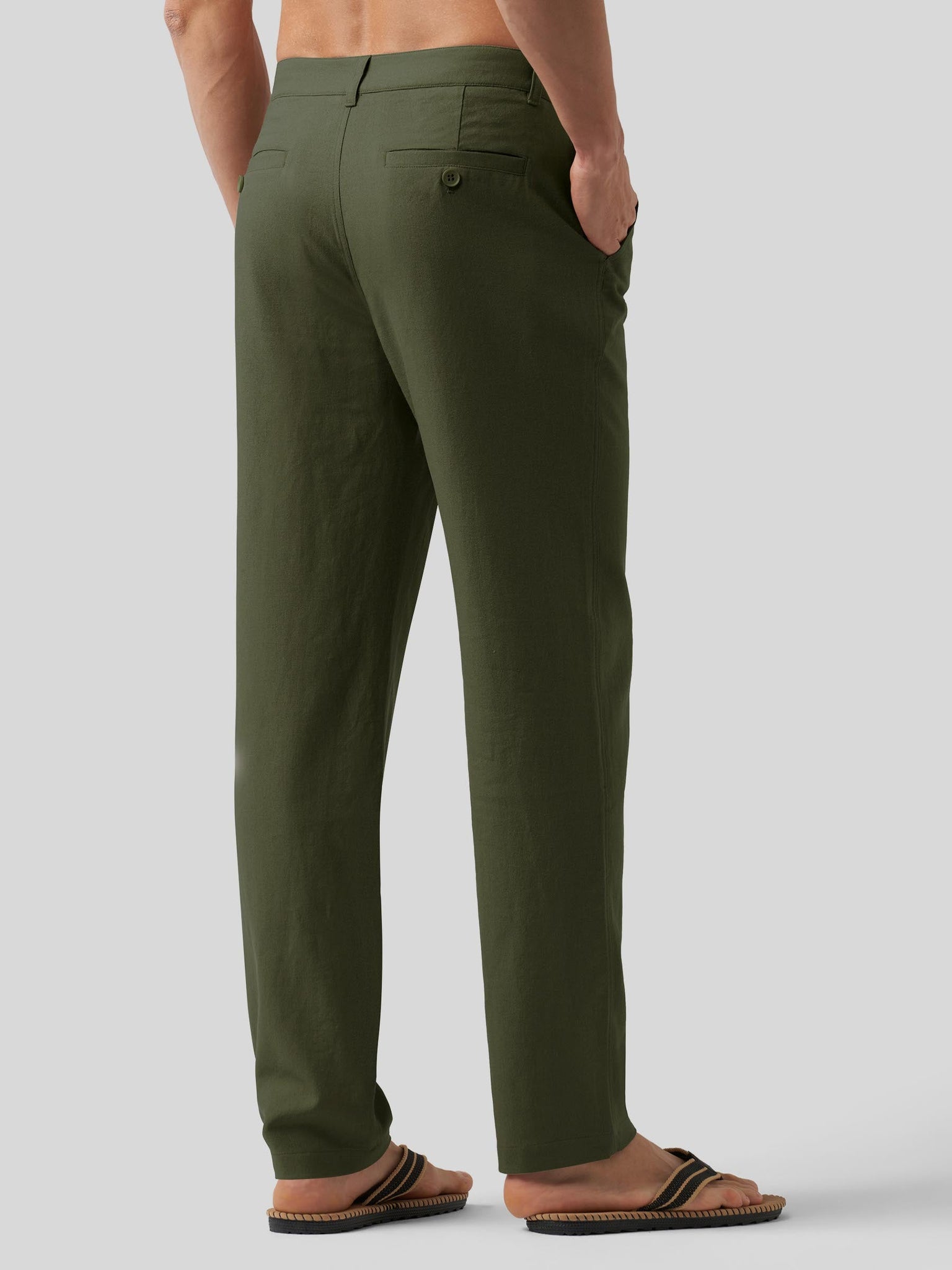 Willit Men's Casual Cotton Linen Pants 30 Inch in army green