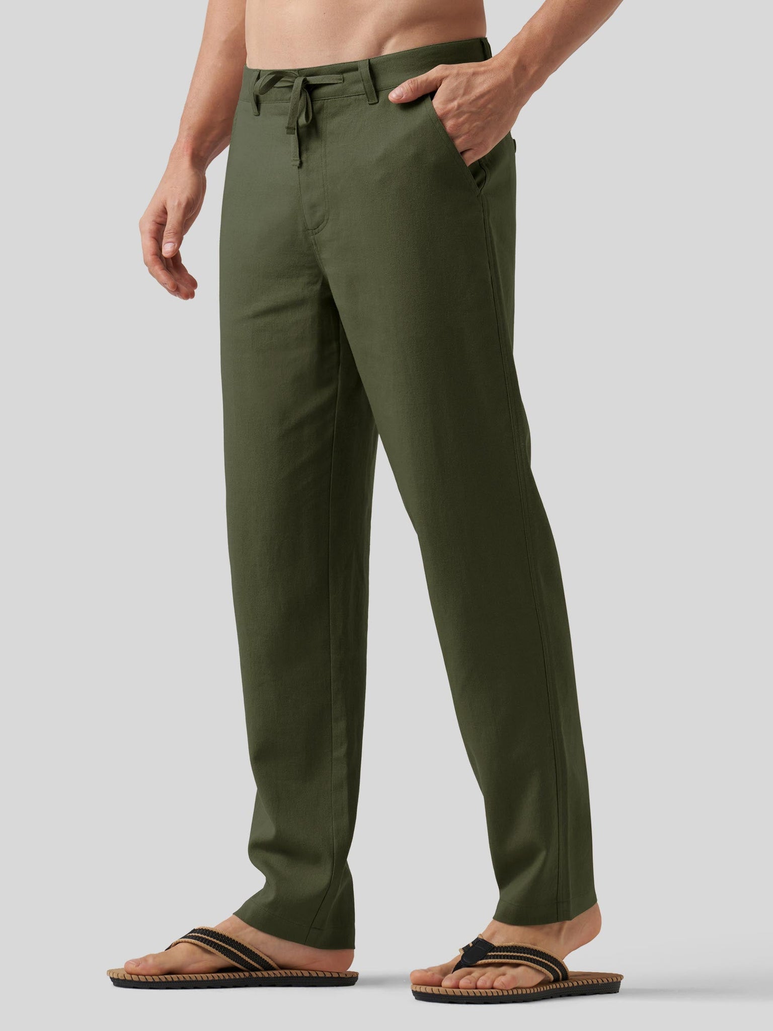 Willit Men's Casual Cotton Linen Pants 30 Inch in army green