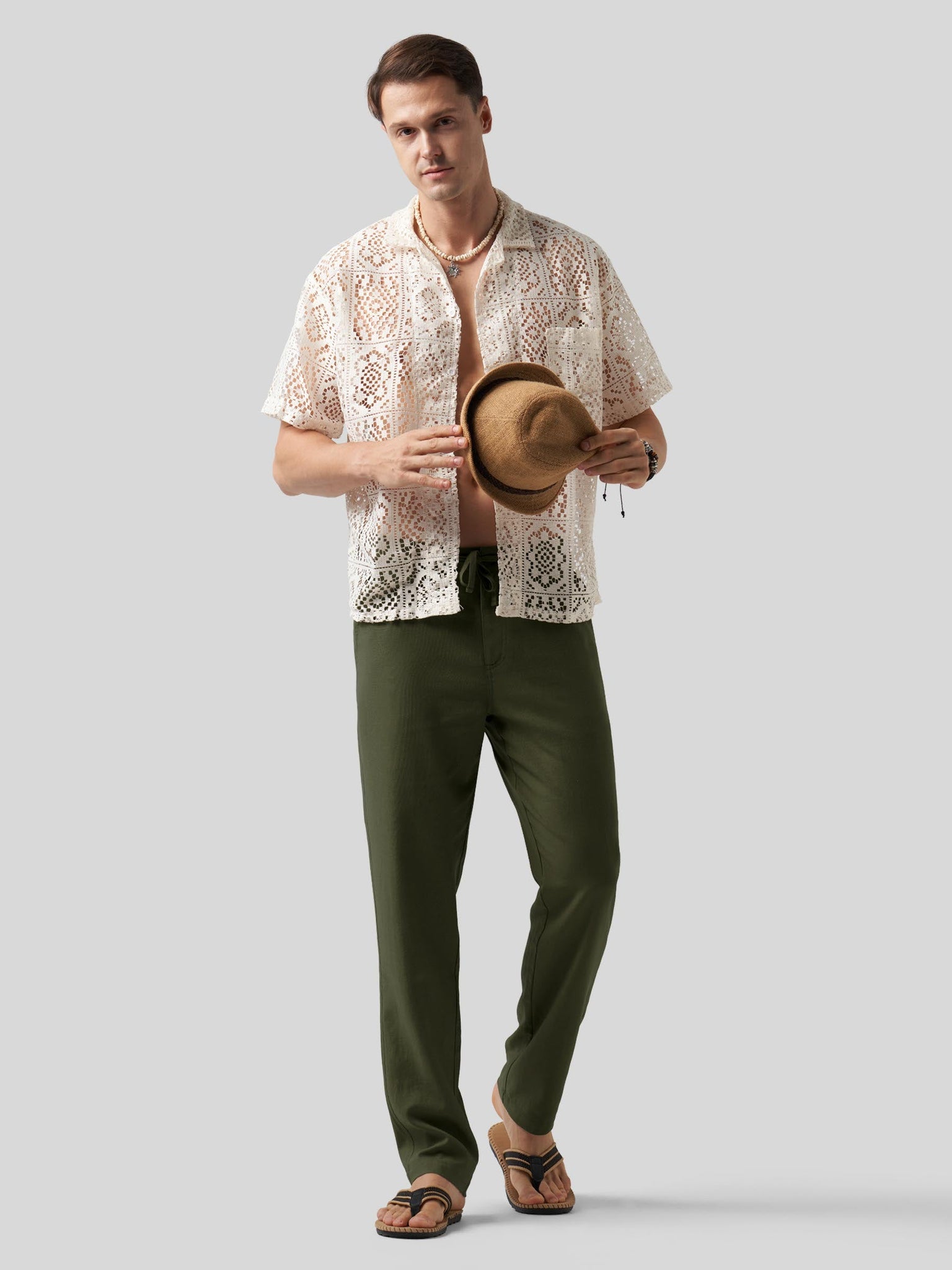 Willit Men's Casual Cotton Linen Pants 30 Inch in army green