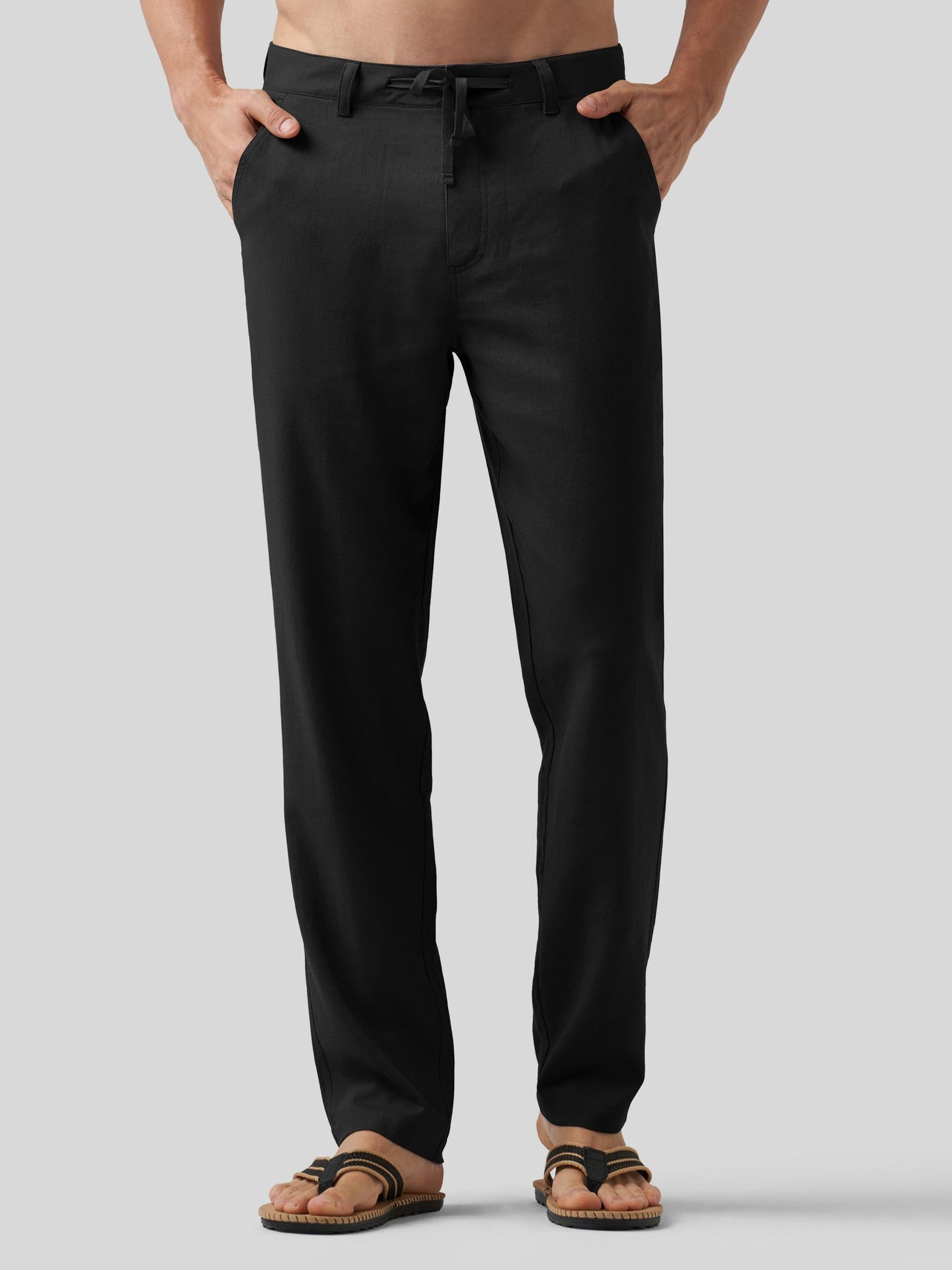 Willit Men's Casual Cotton Linen Pants 30 Inch in black