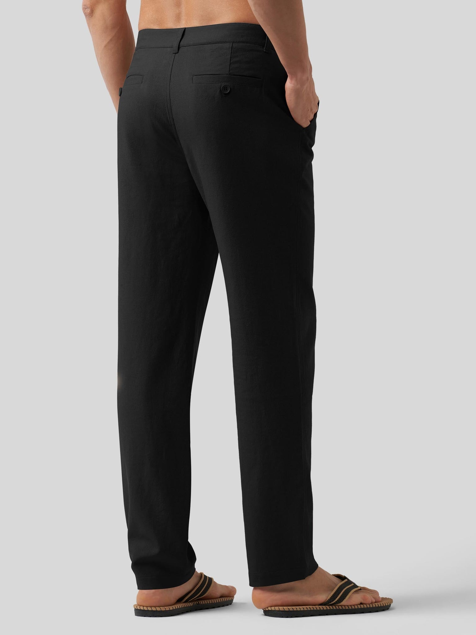 Willit Men's Casual Cotton Linen Pants 30 Inch in black