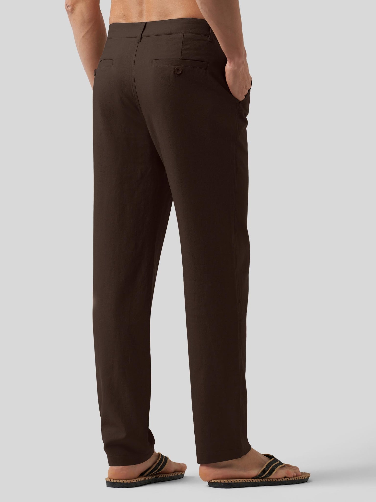 Willit Men's Casual Cotton Linen Pants 30 Inch in dark brown