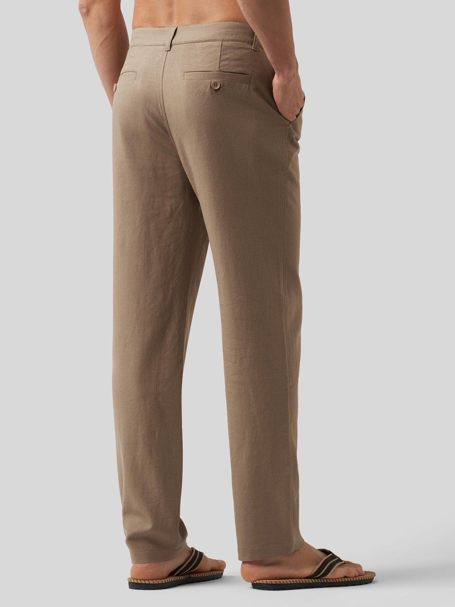 Willit Men's Casual Cotton Linen Pants 30 Inch in deep khaki