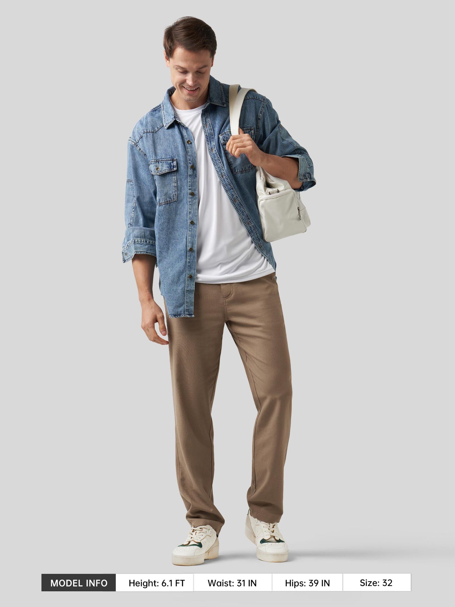 Willit Men's Casual Cotton Linen Pants 30 Inch in deep khaki