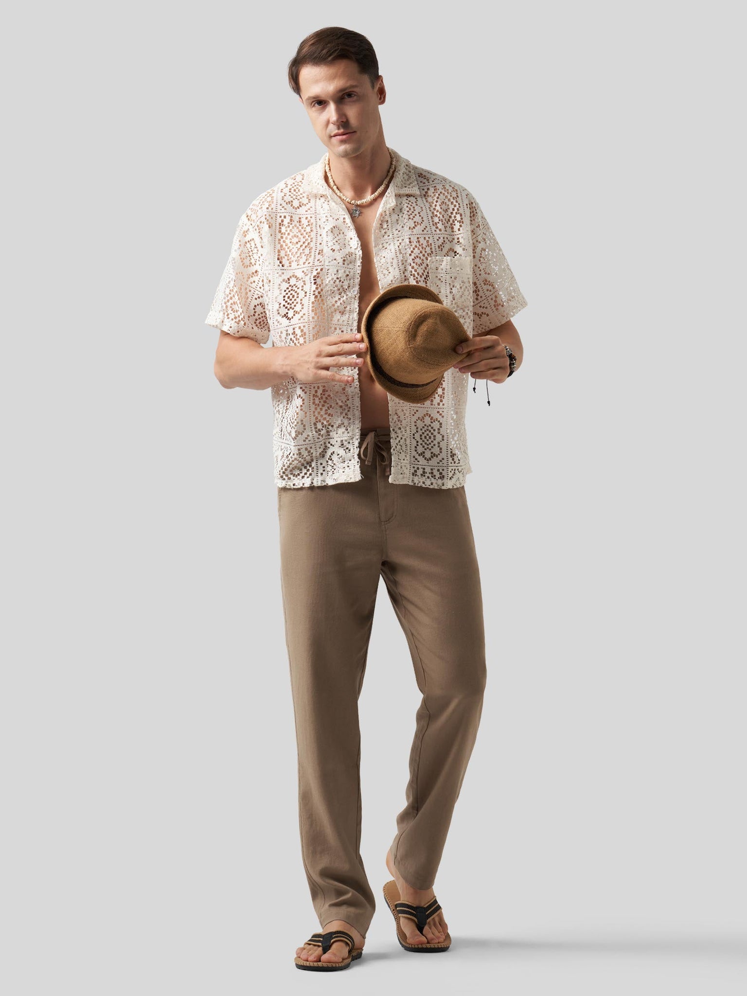 Willit Men's Casual Cotton Linen Pants 30 Inch in deep khaki