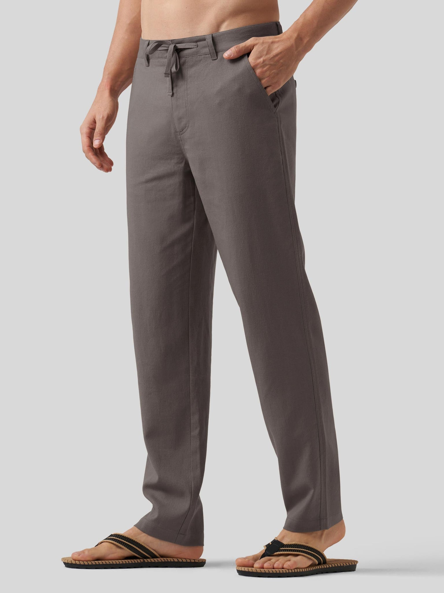 Willit Men's Casual Cotton Linen Pants 30 Inch in gray