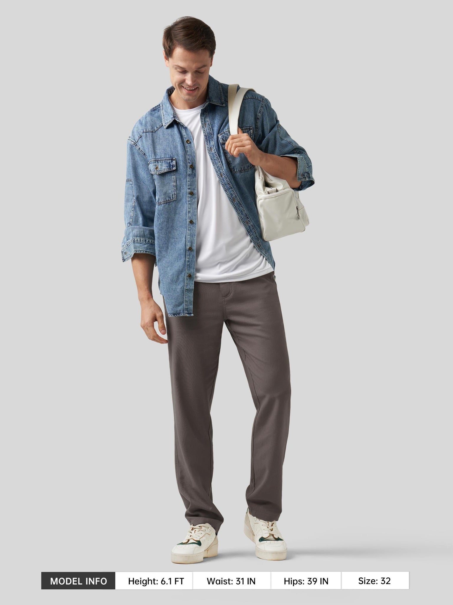 Willit Men's Casual Cotton Linen Pants 30 Inch in gray
