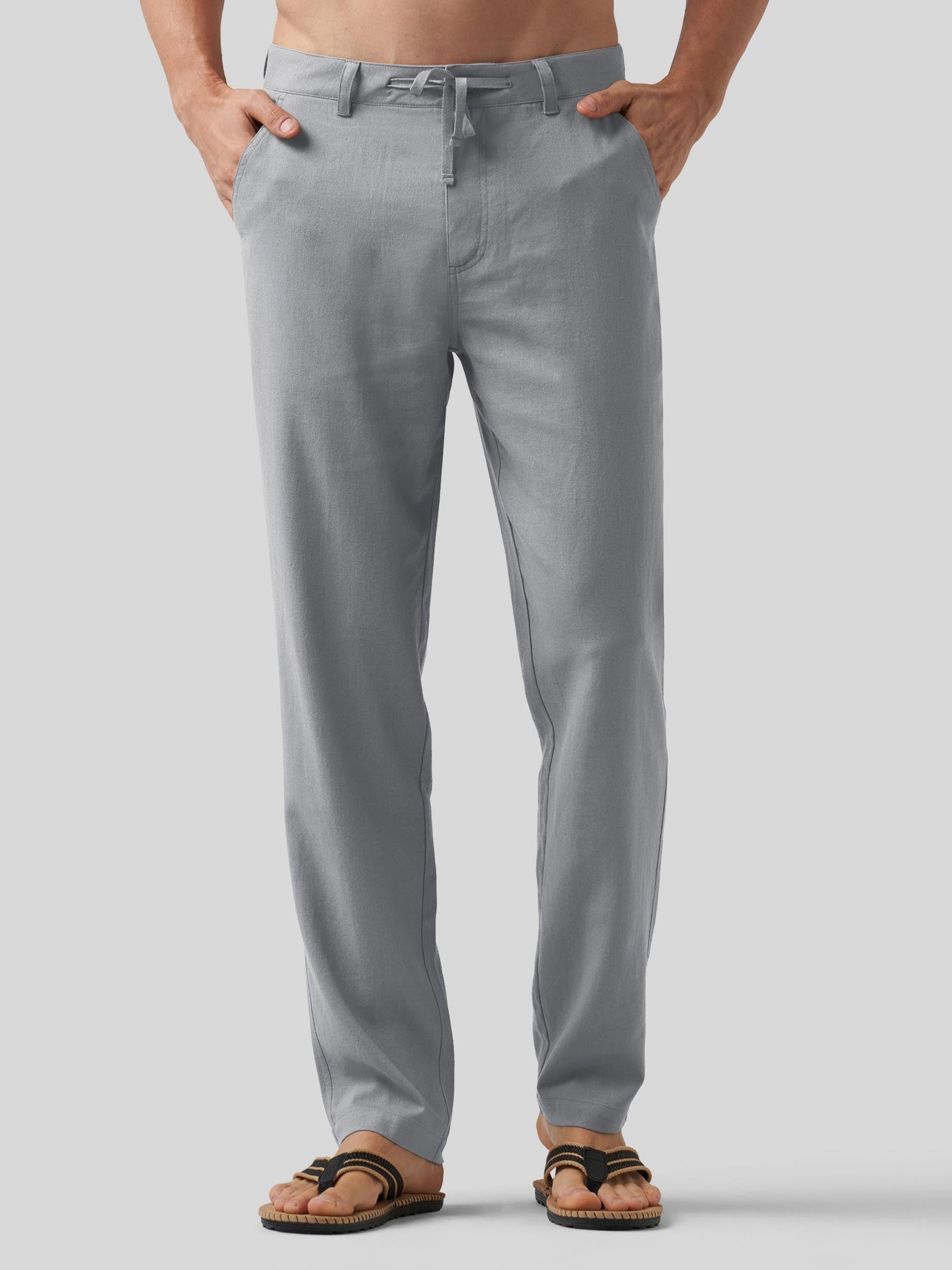 Willit Men's Casual Cotton Linen Pants 30 Inch in light gray