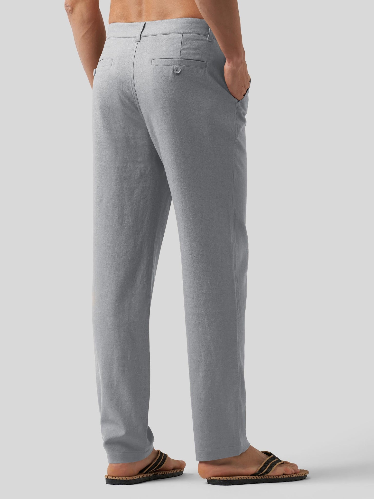 Willit Men's Casual Cotton Linen Pants 30 Inch in light gray