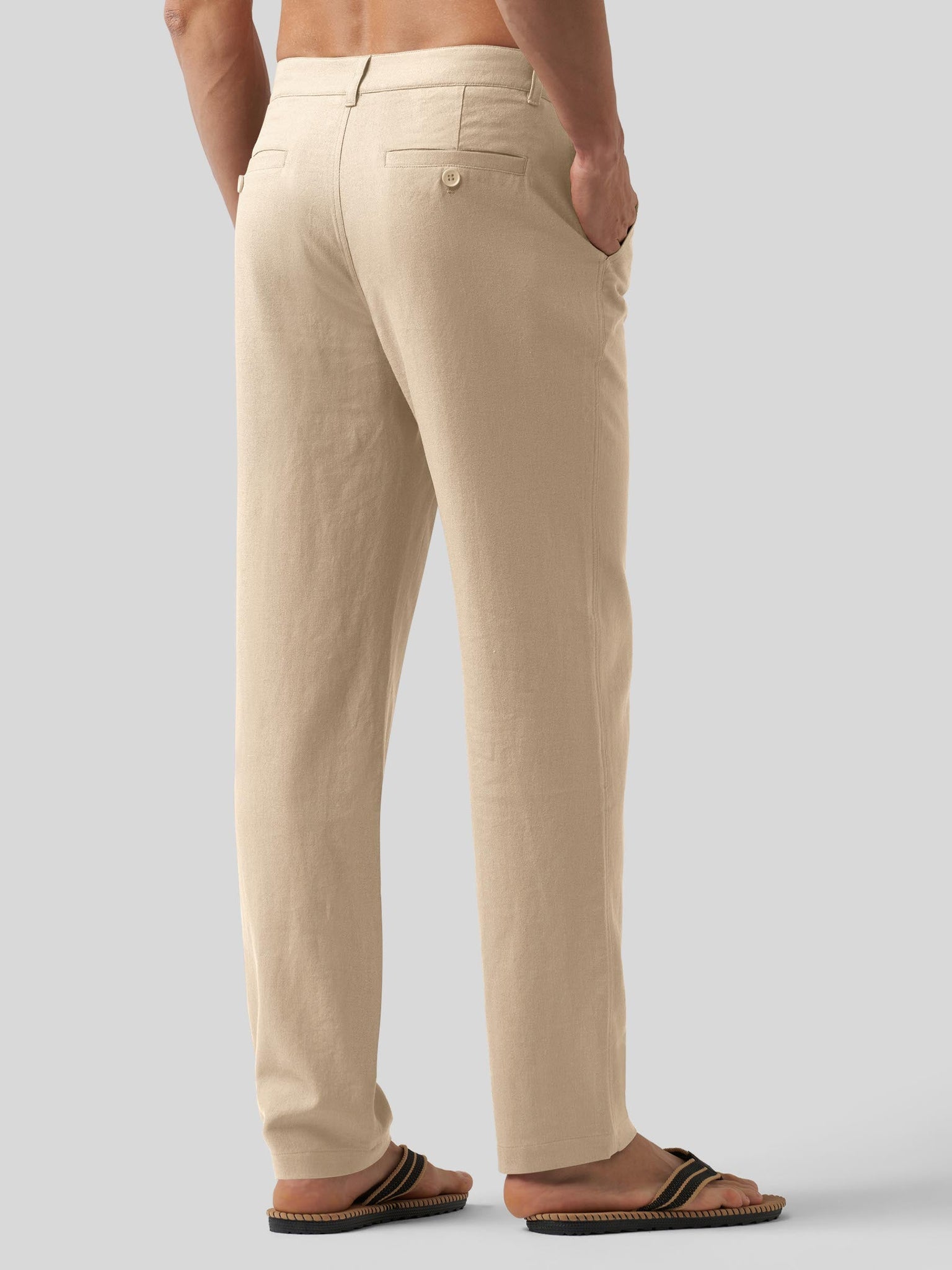 Willit Men's Casual Cotton Linen Pants 30 Inch in light khaki