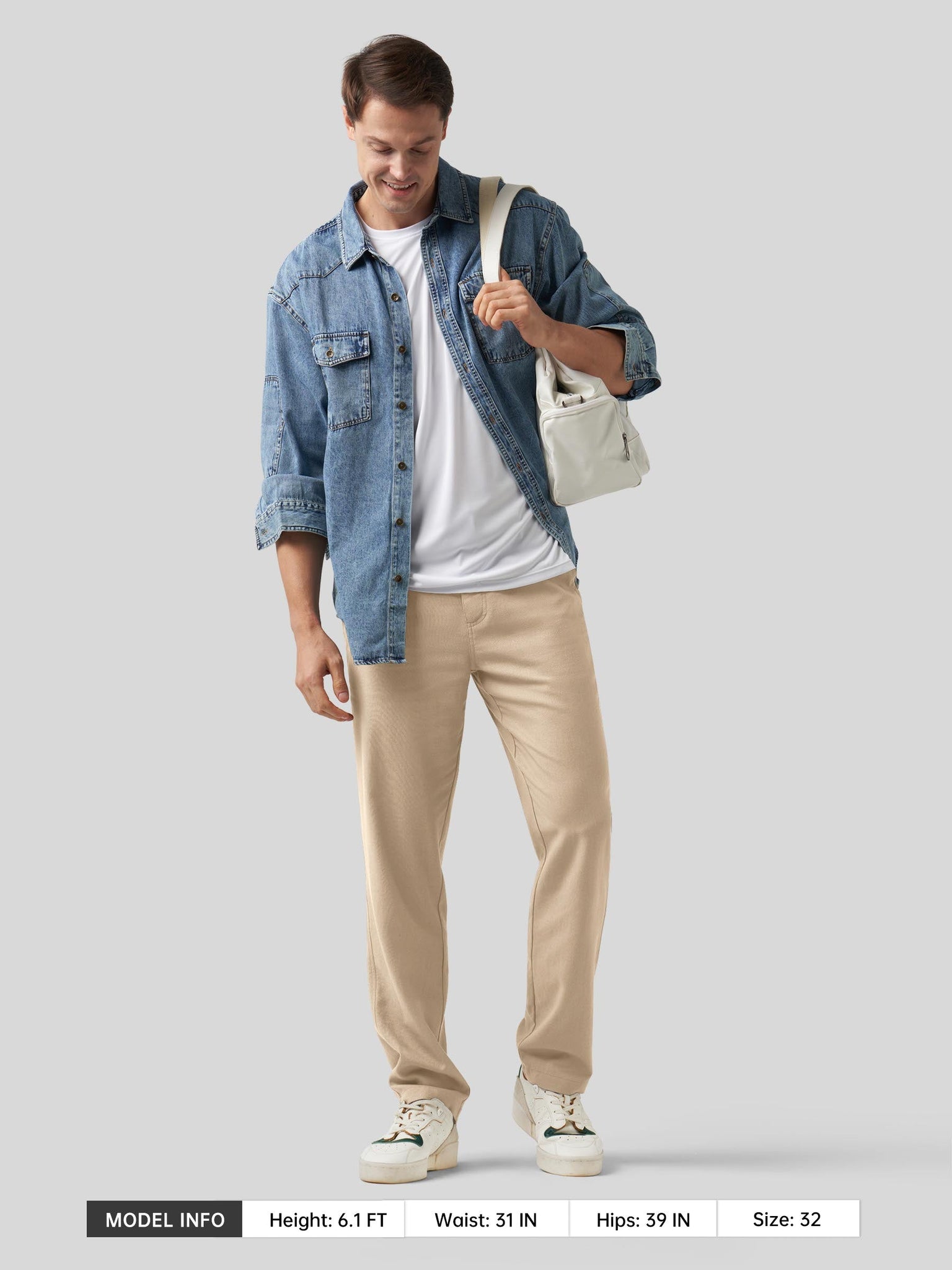 Willit Men's Casual Cotton Linen Pants 30 Inch in light khaki