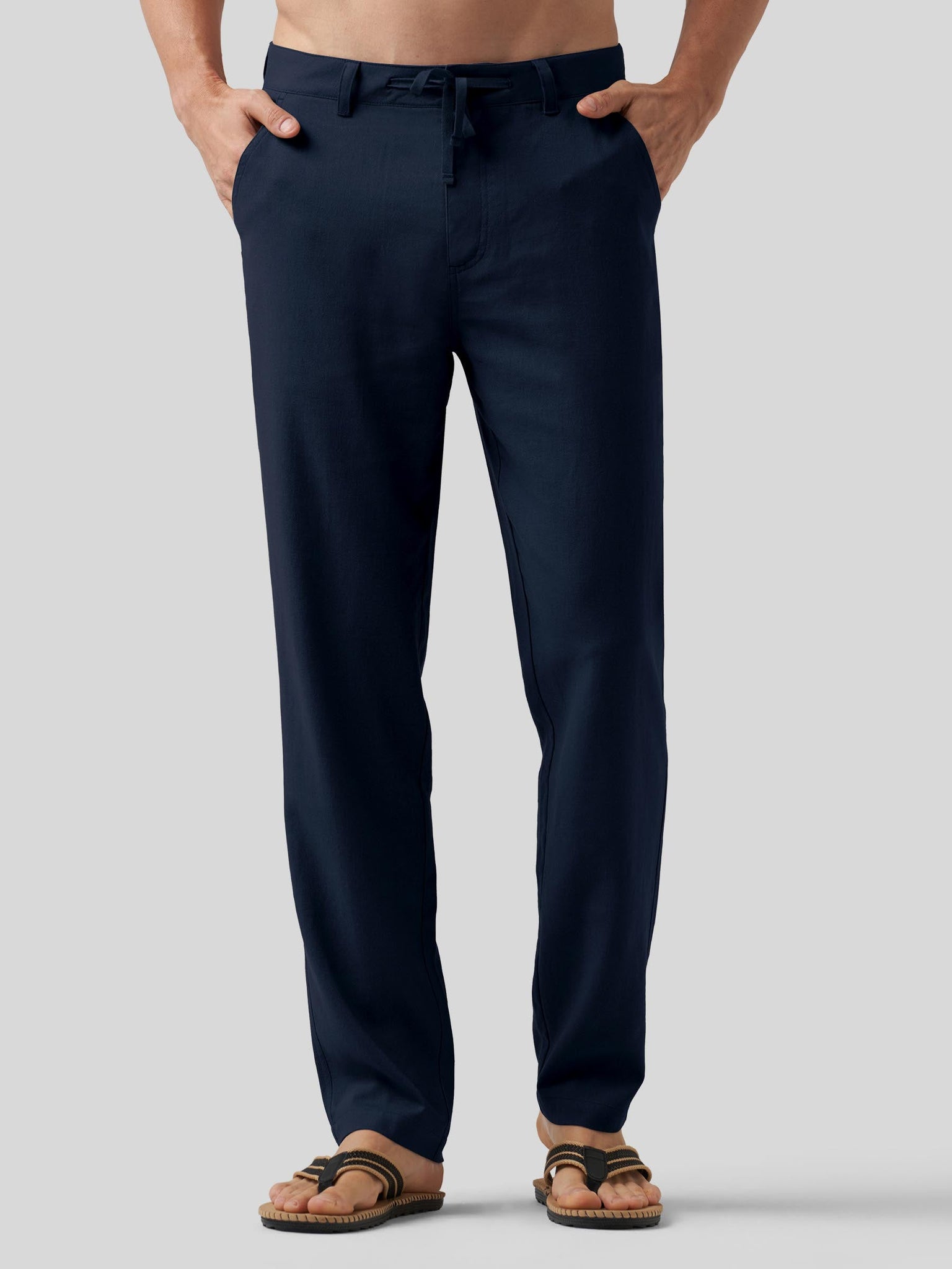 Willit Men's Casual Cotton Linen Pants 30 Inch in navy