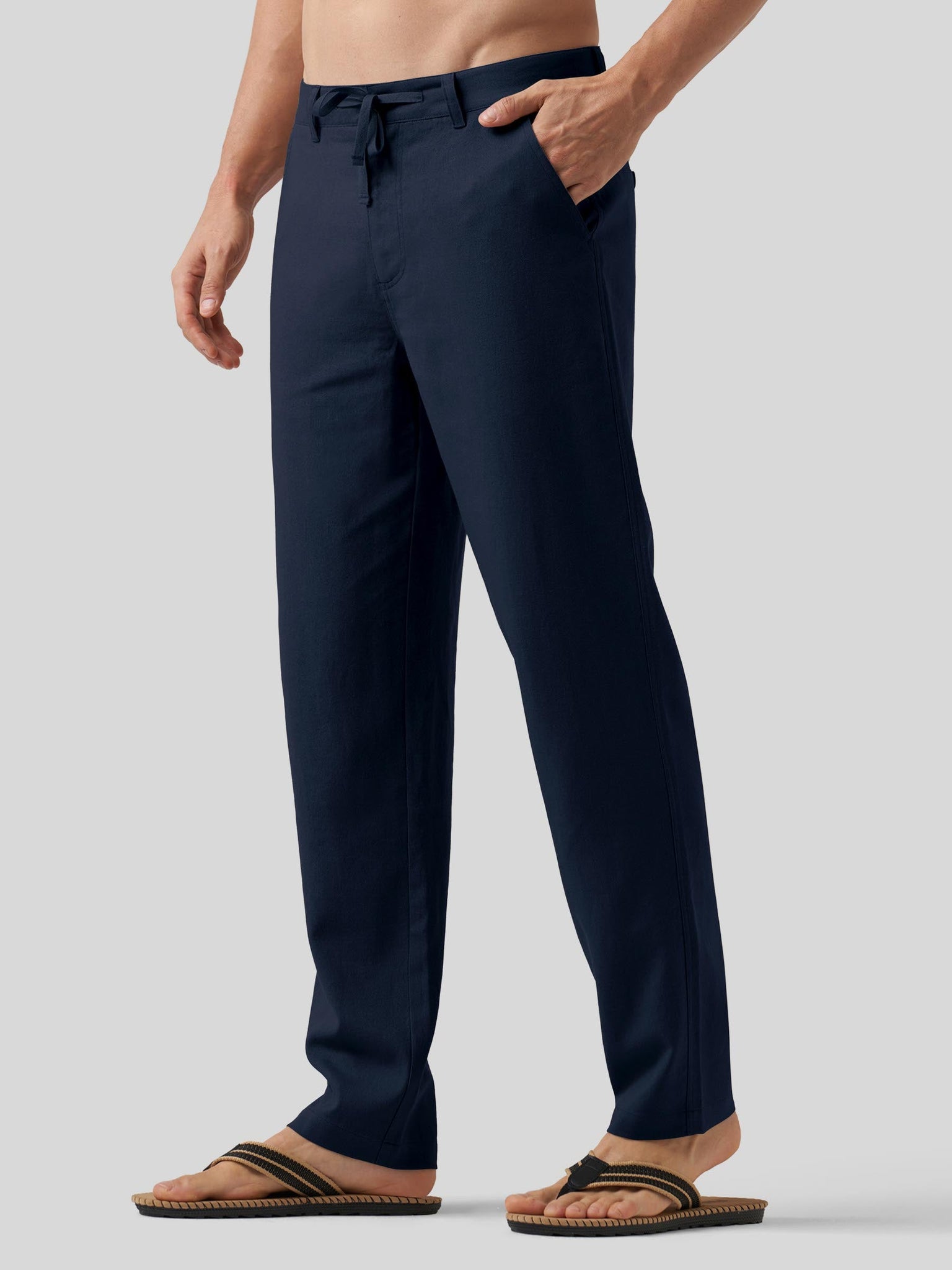 Willit Men's Casual Cotton Linen Pants 30 Inch in navy