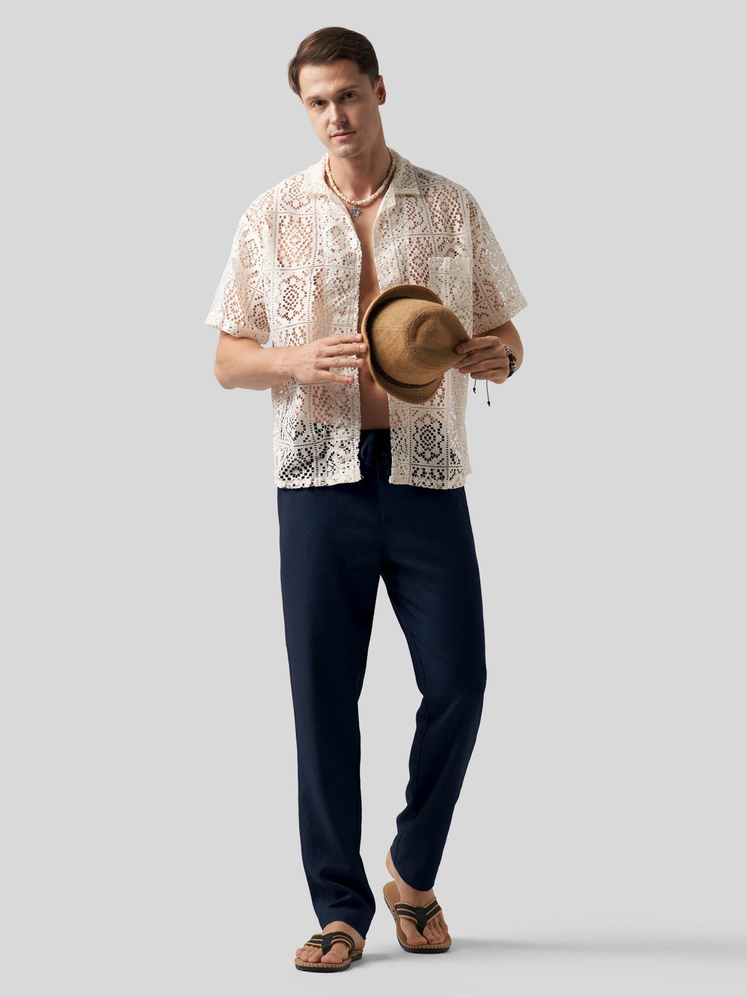 Willit Men's Casual Cotton Linen Pants 30 Inch in navy